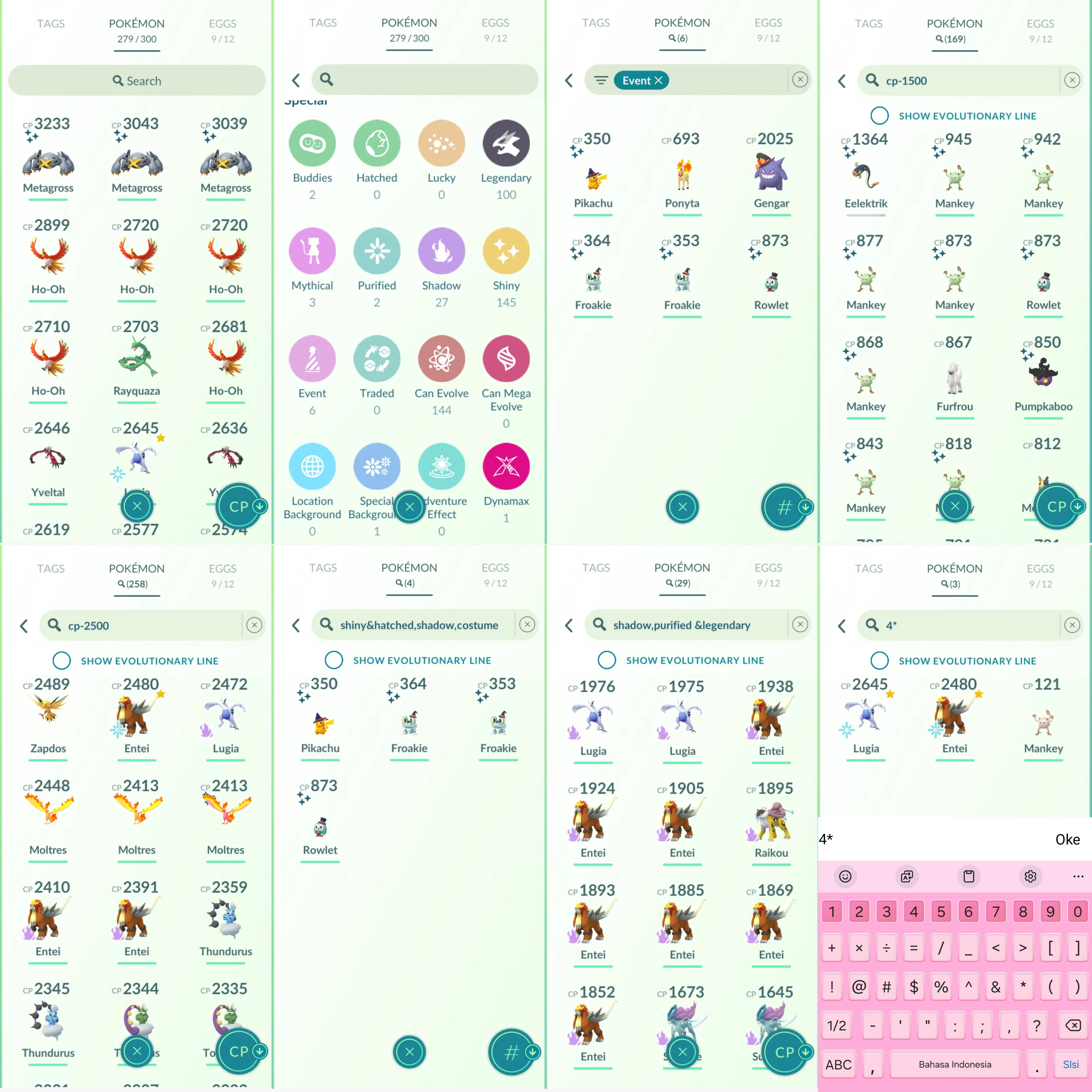 1462 LV40 Lugia100 Entei100 Shiny: metagross, beldum, gastly, pikachu Witch hat, Moltres, articuno, landorus, lugia, annihilape