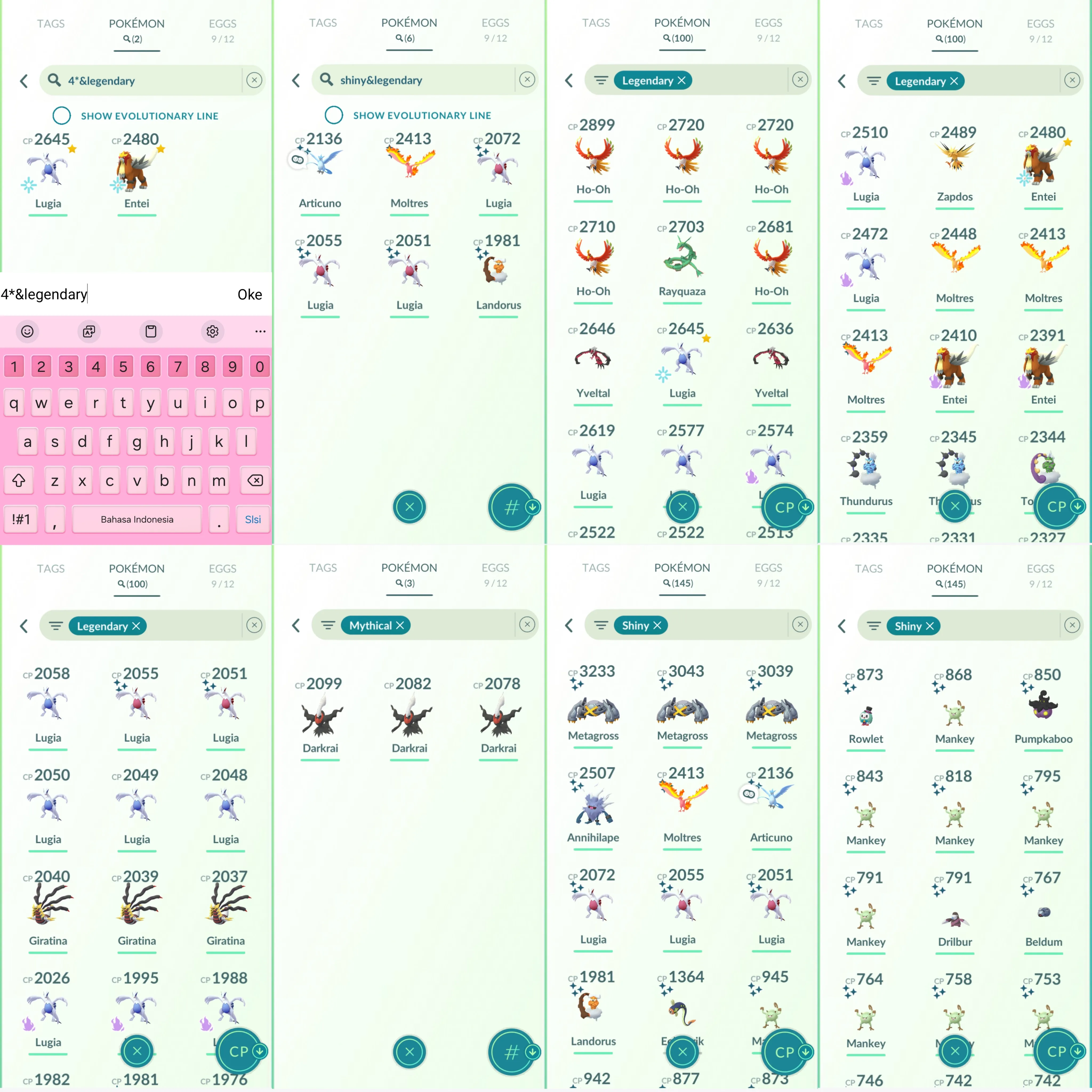 1462 LV40 Lugia100 Entei100 Shiny: metagross, beldum, gastly, pikachu Witch hat, Moltres, articuno, landorus, lugia, annihilape