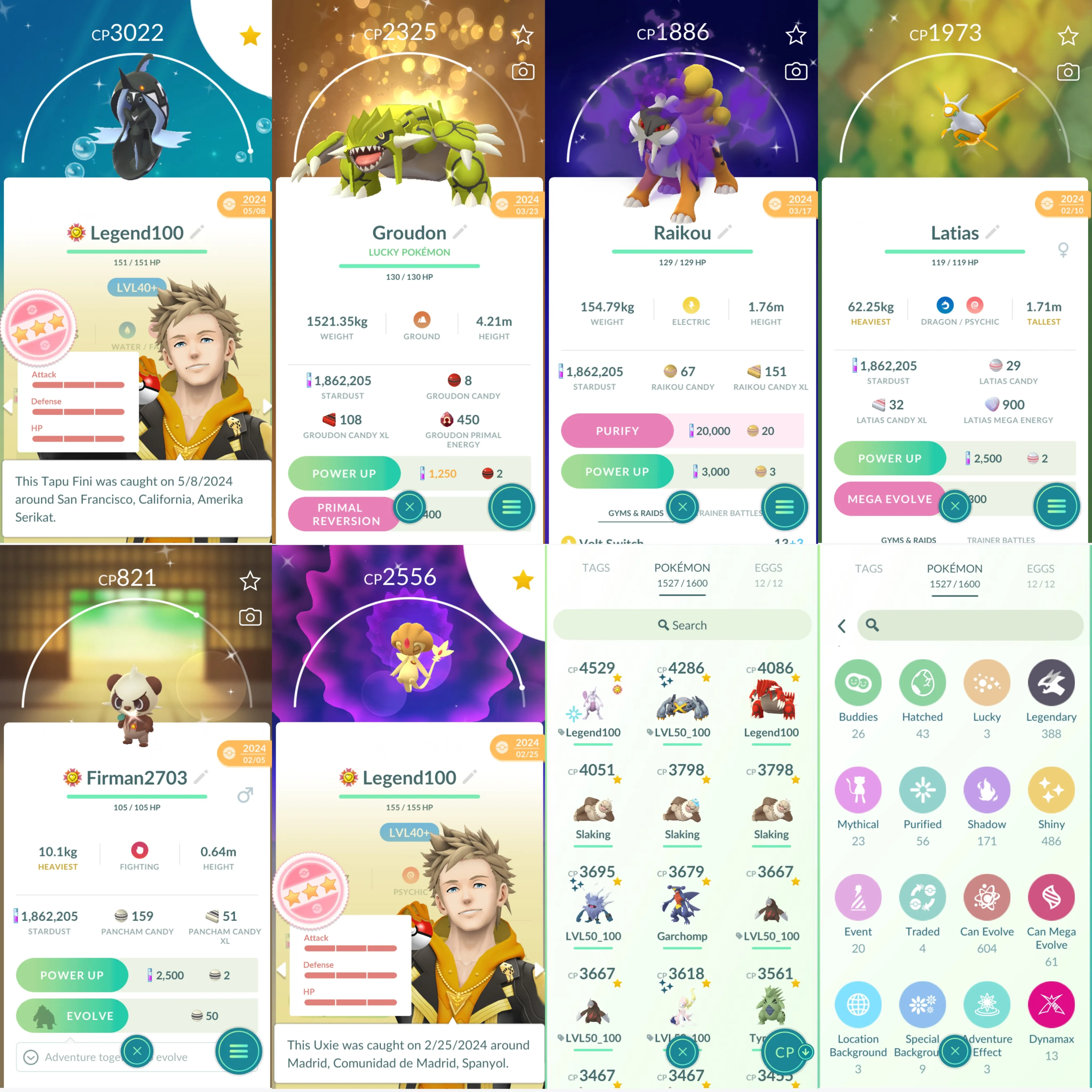 1467 LV46 Dialga Roar of Time Mewtwo100 Legends100 x9 Shundo Uxie Shundo Tapu Fini Mega Groudon100 Shundo: metagross, salamence