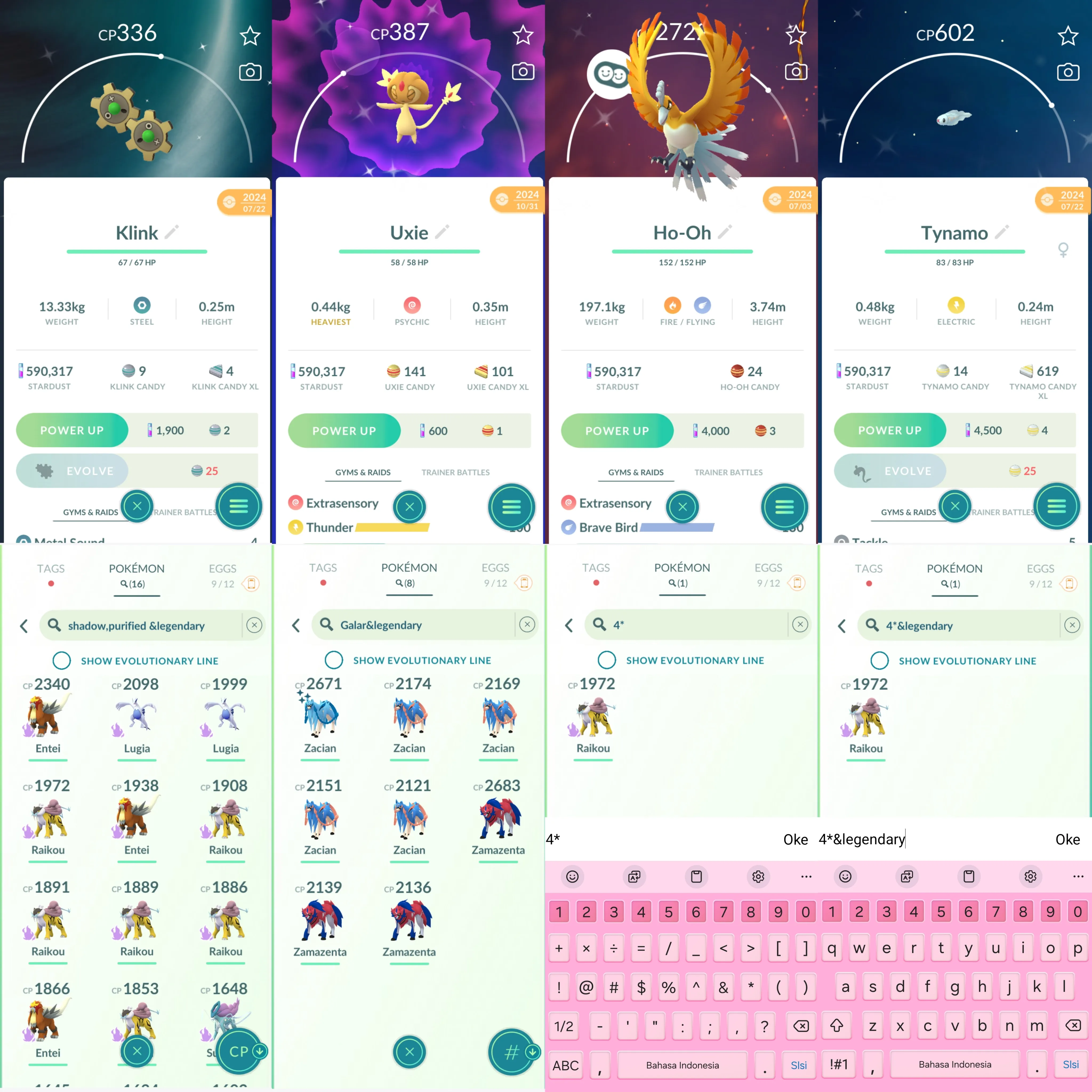 1471 LV40 Shadow Raikou 100% Shiny: ho-oh, zacian, uxie, yveltal, kecleon, klink, galarian Meowth, uxie