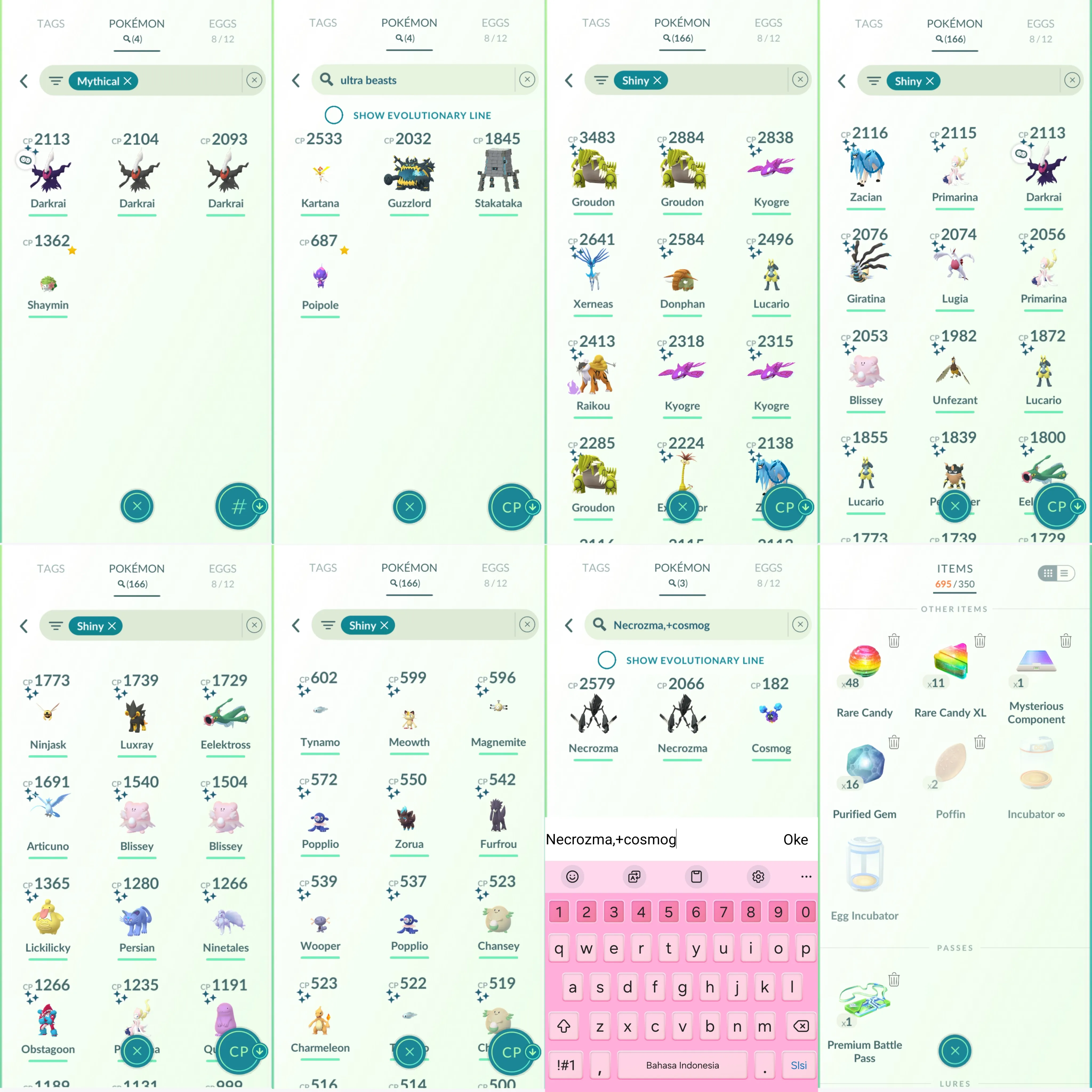 1476 LV44 Lugia100 Shiny: Charmeleon, mega kyogre, mega groudon, mega Lucario, shadow raikou, xerneas, giratina, lugia, articuno