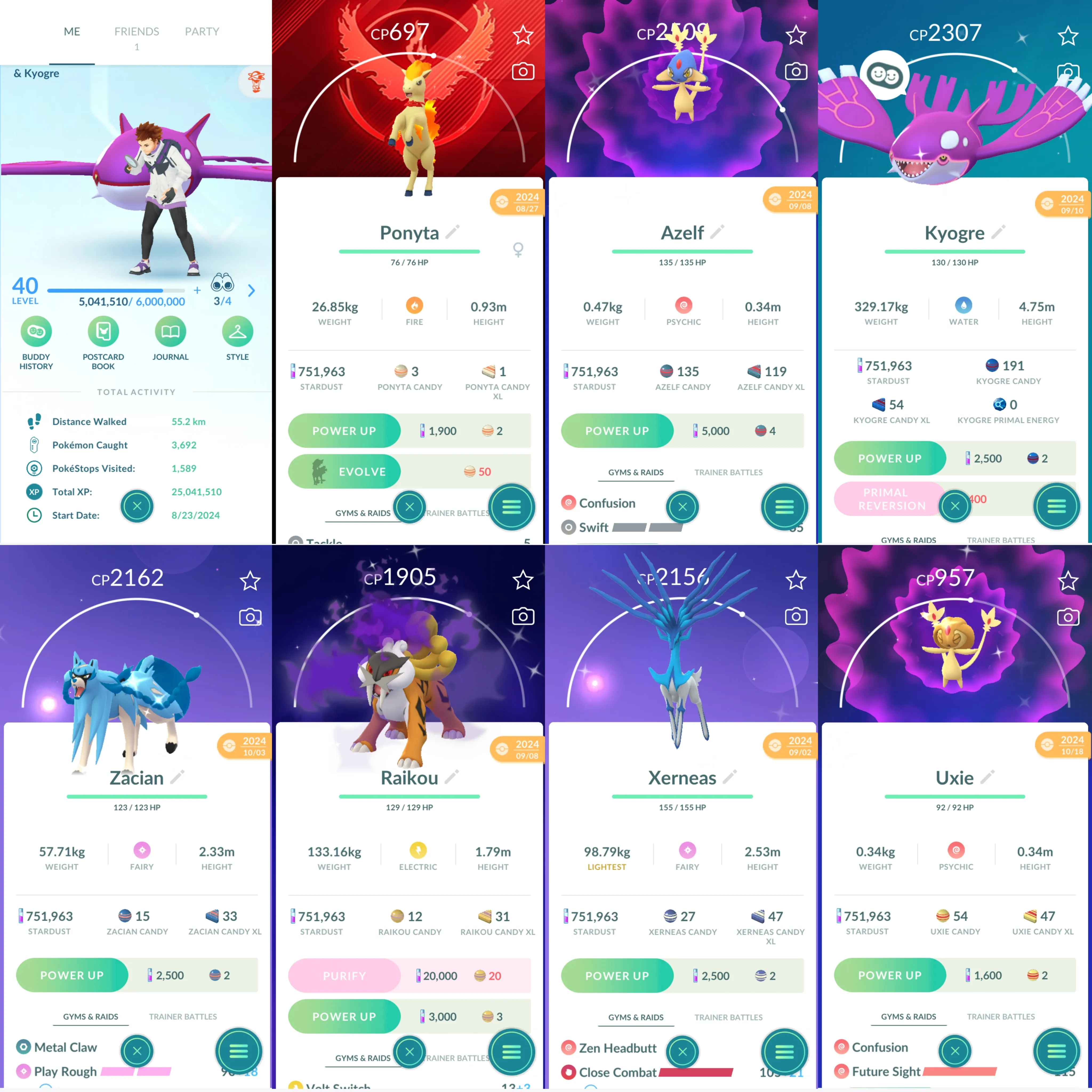 1479LV40 RareCandy100 Shiny: azelf, kyogre, zacian, shadow raikou, xerneas, uxie, absol, gulpin, eevee, surskit, popplio, mankey