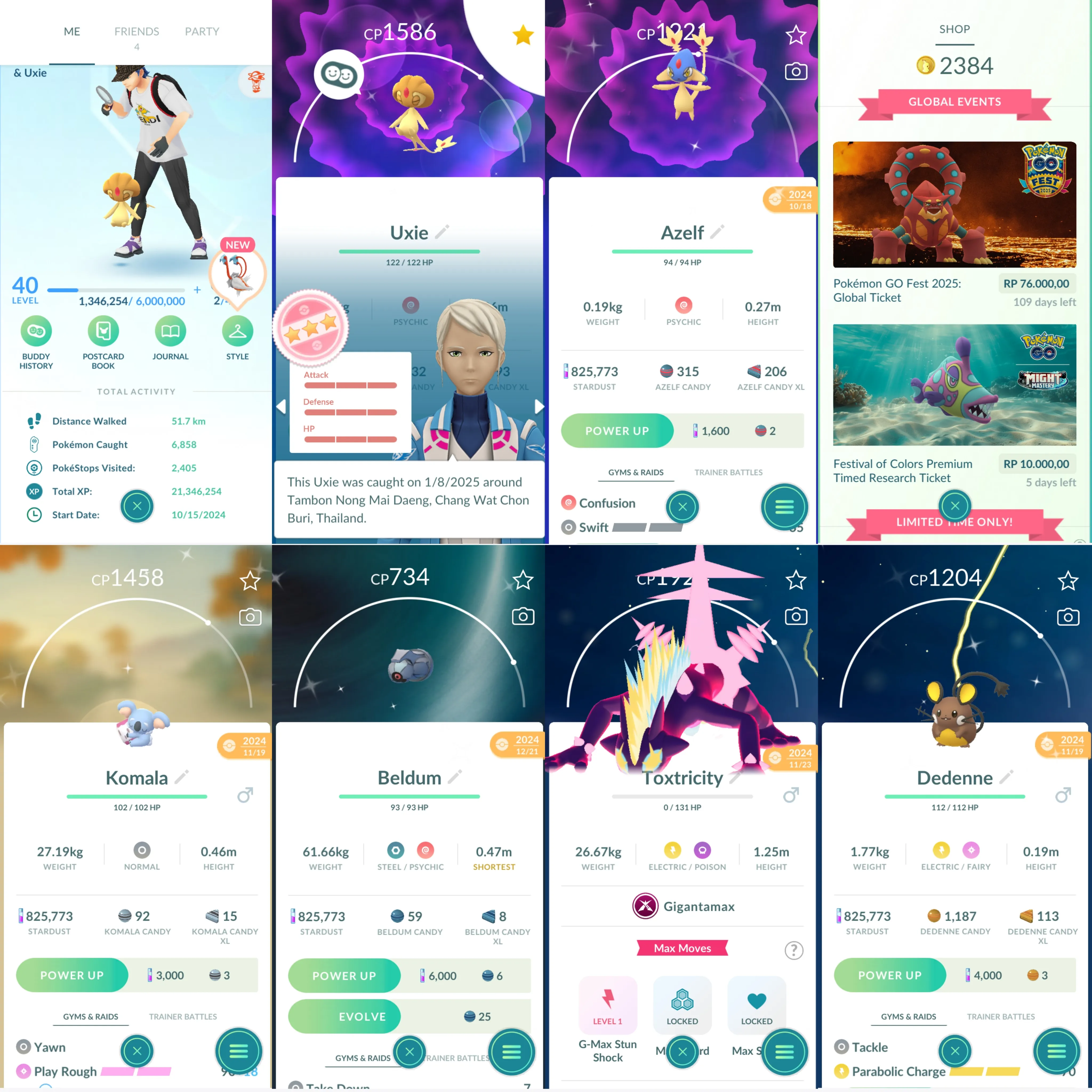 1490 LV40 Shundo Uxie Pikachu Pop Pikachu Saree Coin2384 GMax Toxtricity Shiny: azelf, beldum, dedenne, ponyta, totodile