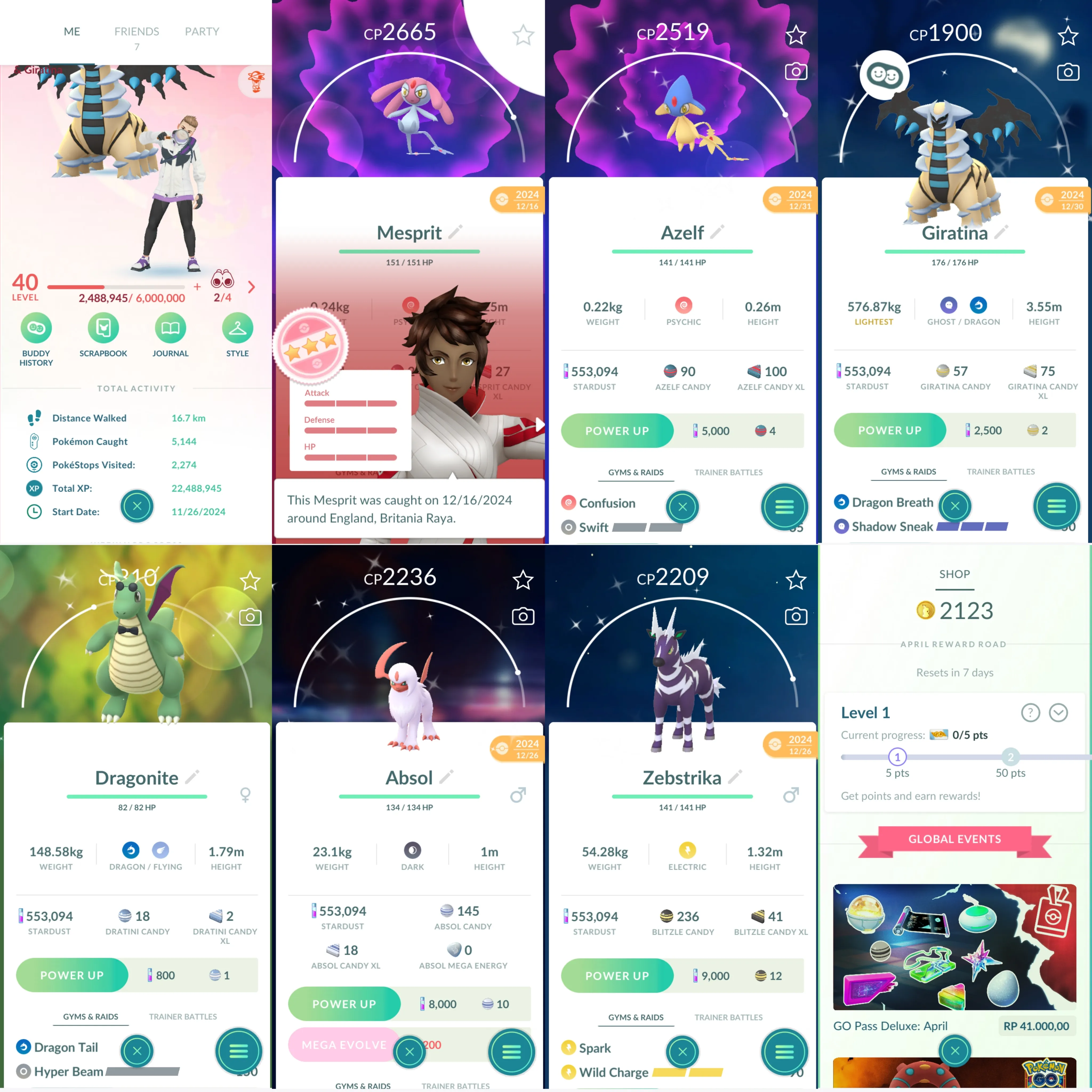 1573 LV40 Coin2123 Giratina100 Mesprit100 Azelf100 Shiny: giratina, fashion Dragonite, azelf, absol, zebstrika, drapion, shinx