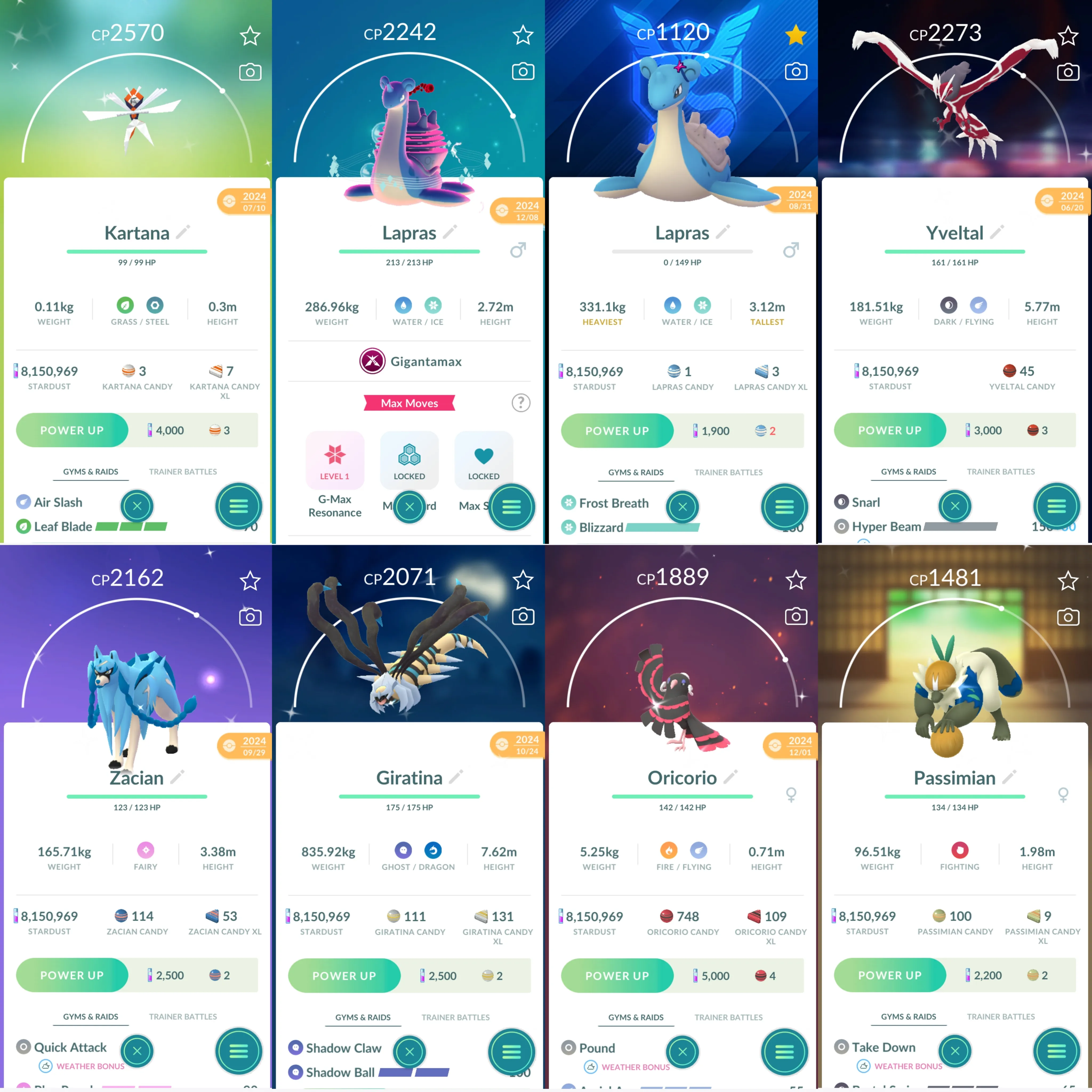 1621 LV46 Cosmog Shiny Dialga Roar of Time Shiny Necrozma Shiny Zacian Genesect100 GMax Lapras