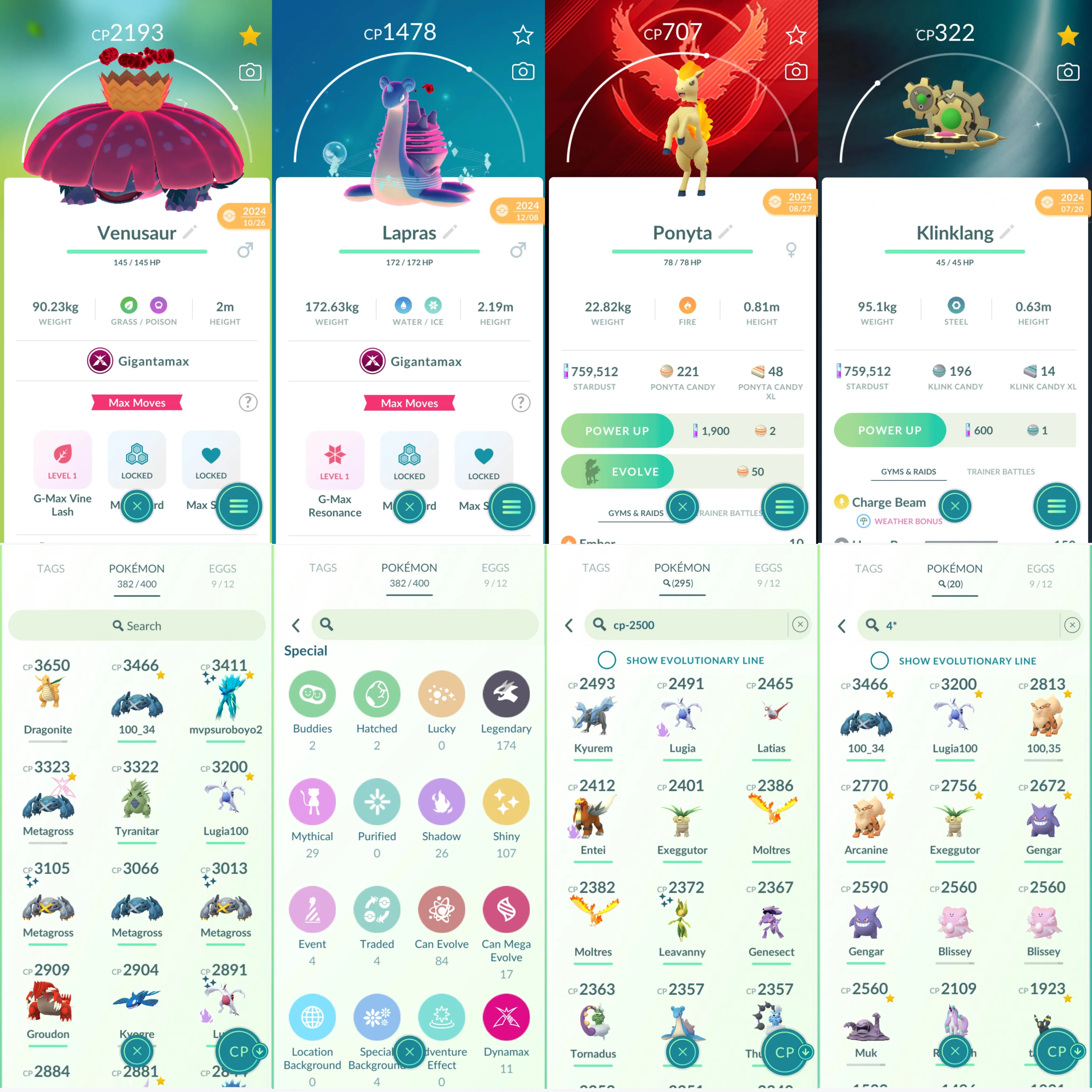 1625 LV41 Lugia100 GMax Venusaur GMax Charizard GMax Blastoise GMax Gengar GMax Kingler  Shiny Shadow Lugia Shiny Genesect