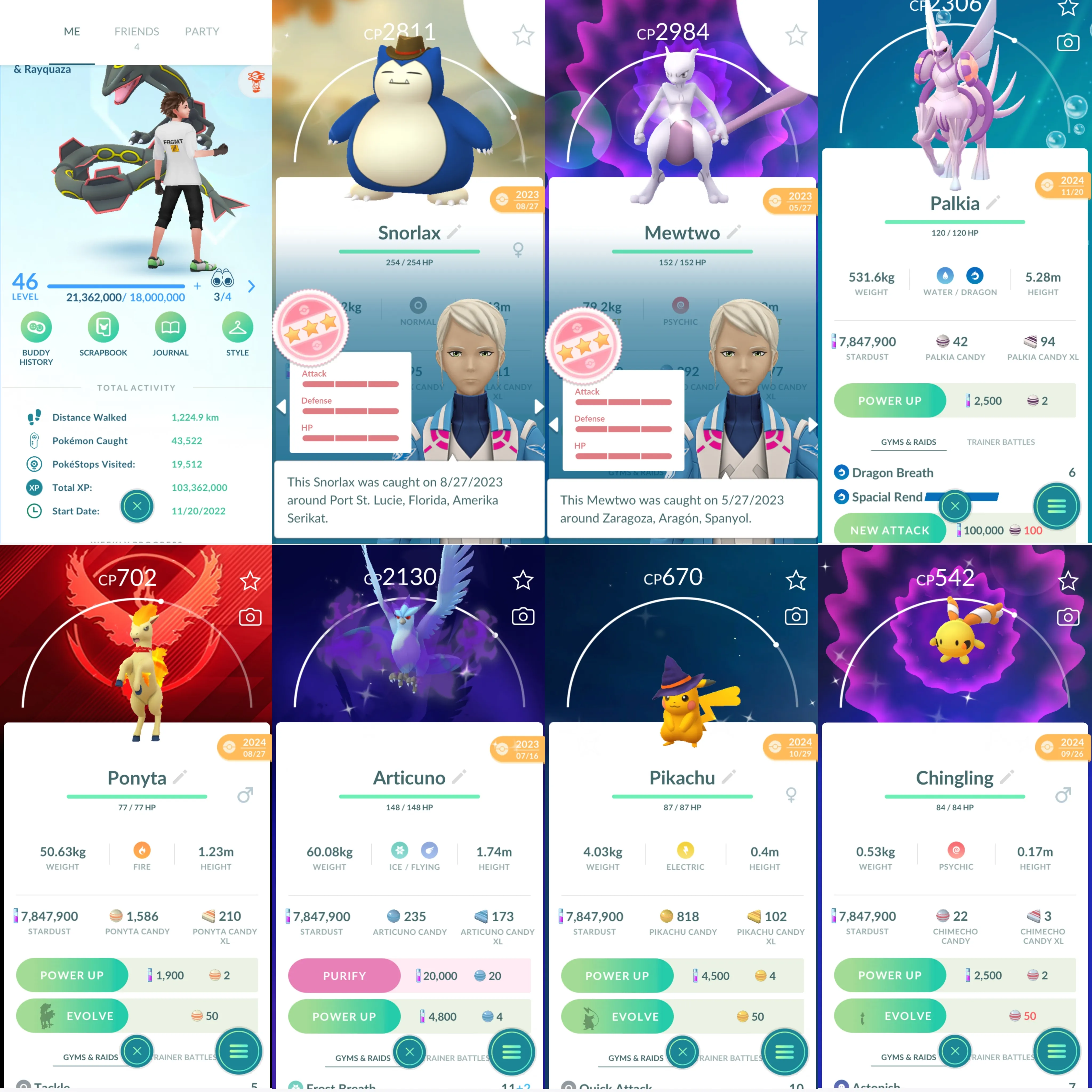 1644 LV46 Shundi Metagross Palkia Spacial Rend Shundo Azelf x2 Legends100 x11 Shundo Cowboy Snorlax Mewtwo100 Shiny Rayquaza