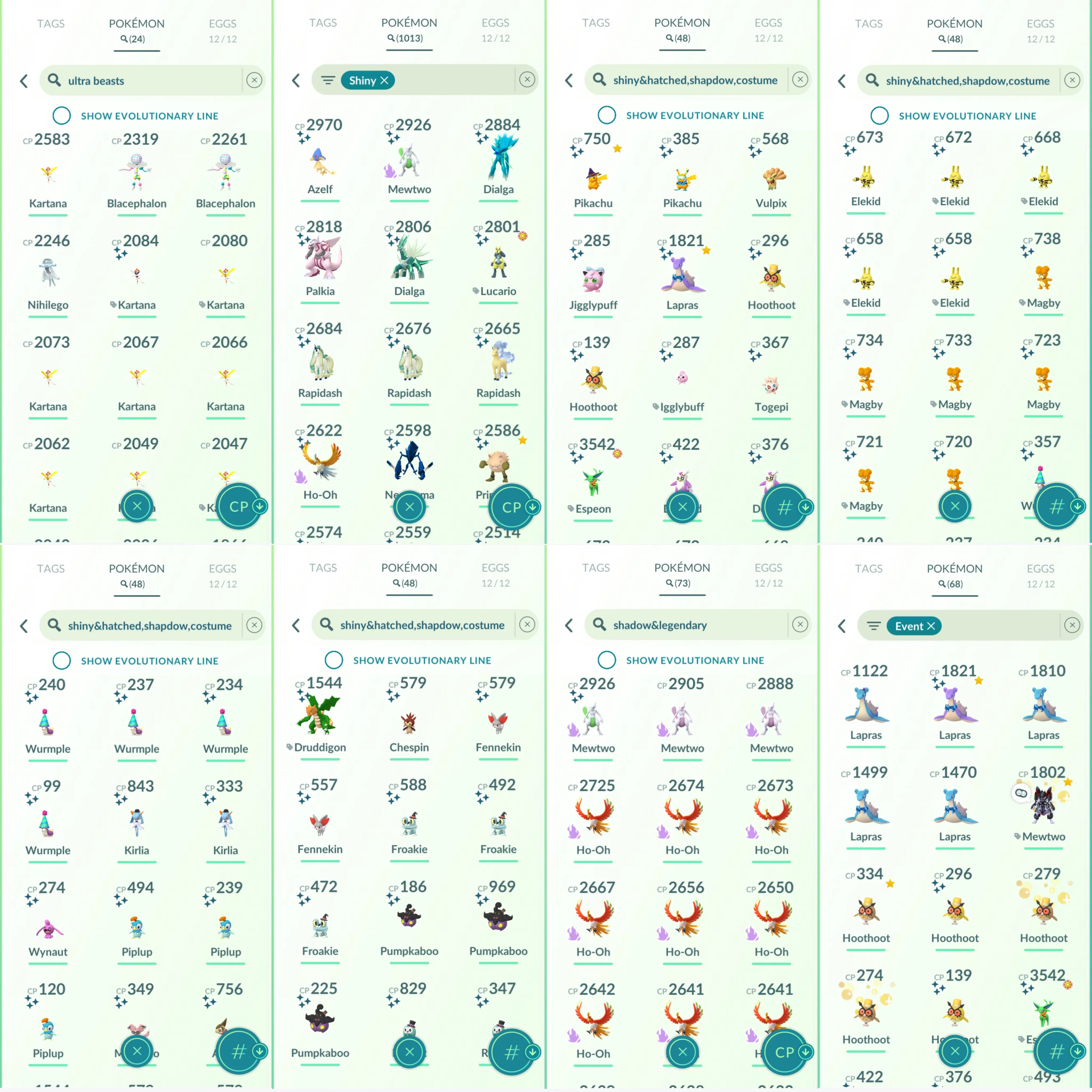 1652 LV50 Pikachu, Ph.D. Pose Lucky Armored Mewtwo Shiny Shadow Mewtwo Shiny Mega Lucario Shiny Mega Absol
