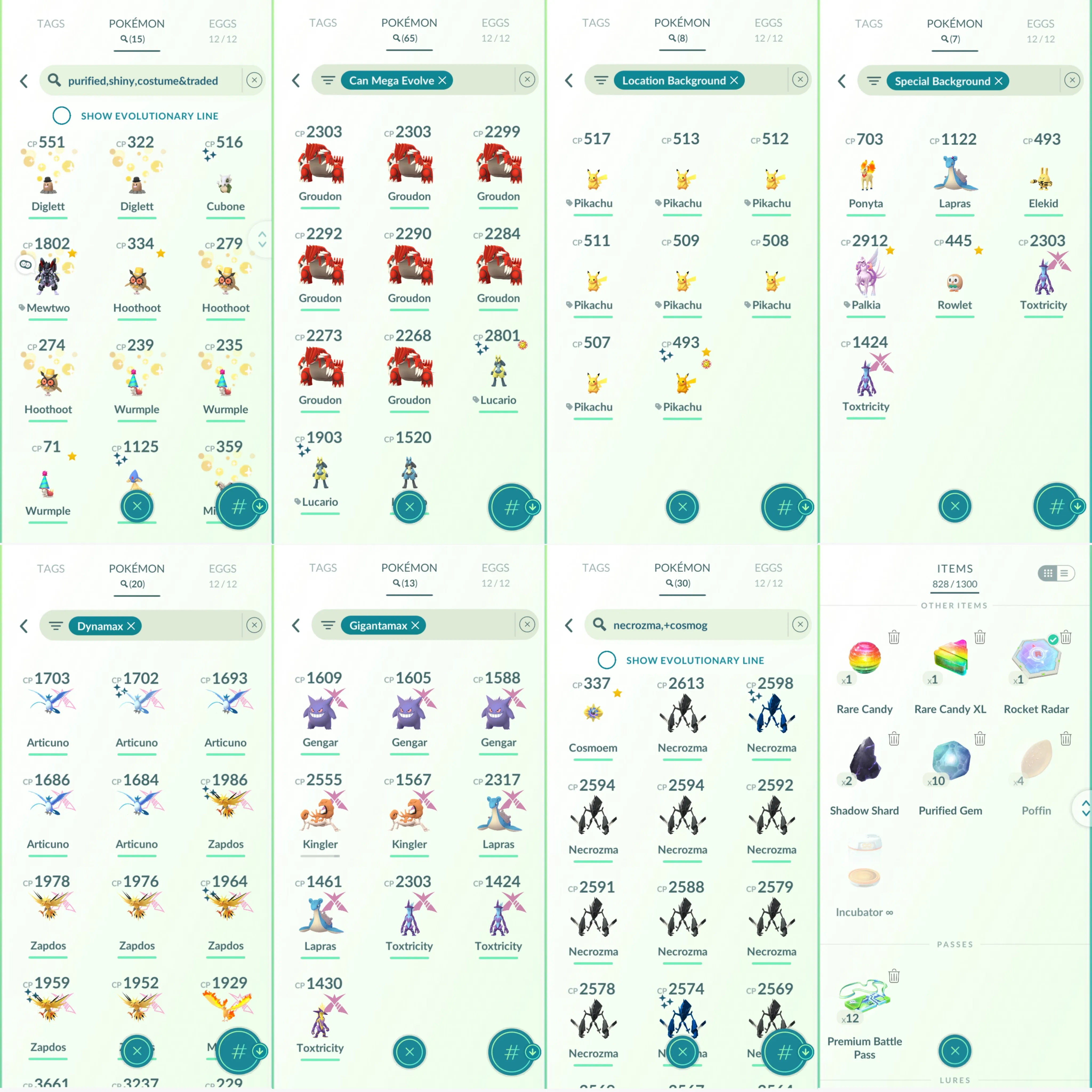 1652 LV50 Pikachu, Ph.D. Pose Lucky Armored Mewtwo Shiny Shadow Mewtwo Shiny Mega Lucario Shiny Mega Absol