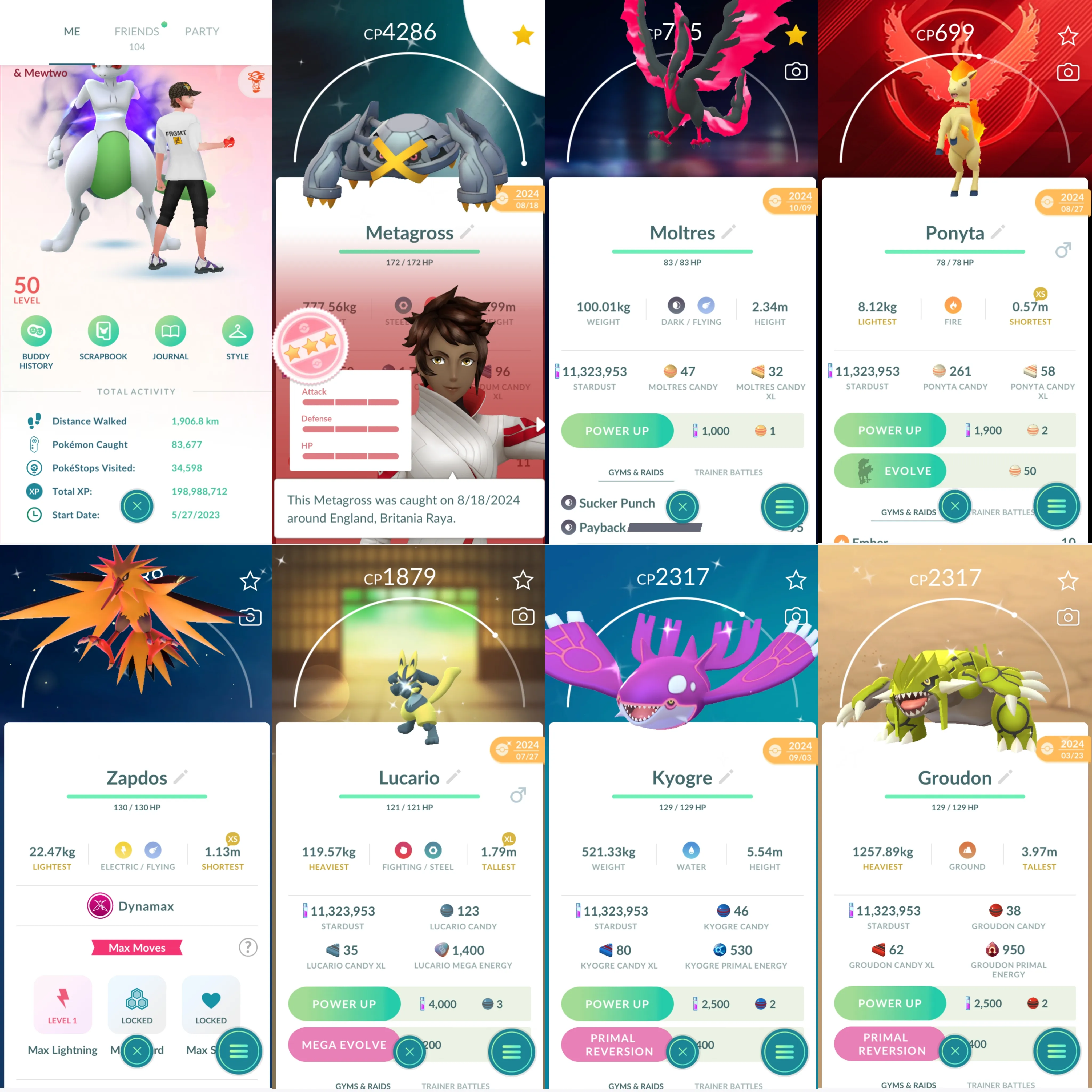 1655 LV50 Shundo Metagross Shiny Shadow Mewtwo Shiny Charizard Shiny DMax Zapdos Shiny Rare Nexrozma BG Shiny Mega Lucario