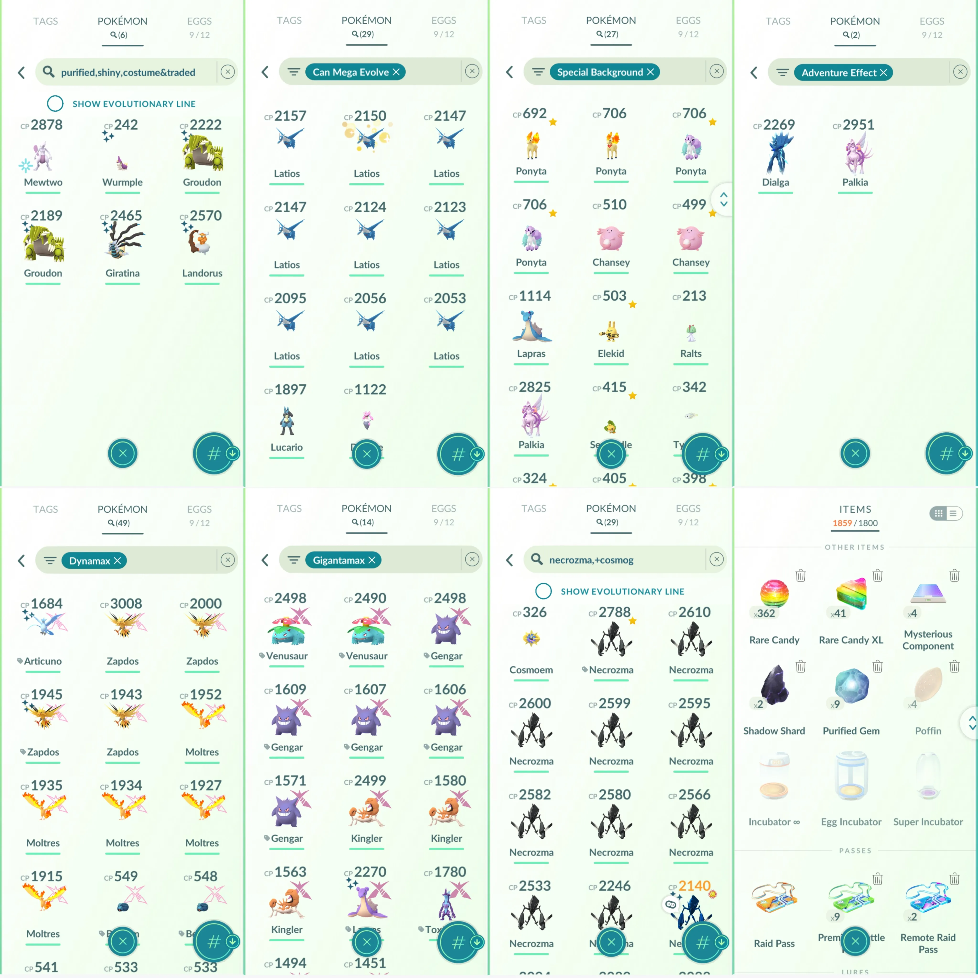 1656 LV50 Rayquaza100 Necrozma100 Zacian100 Ho-Oh100 Mega Diancie Spacial Rend Roar of Time Shiny GMax Lapras