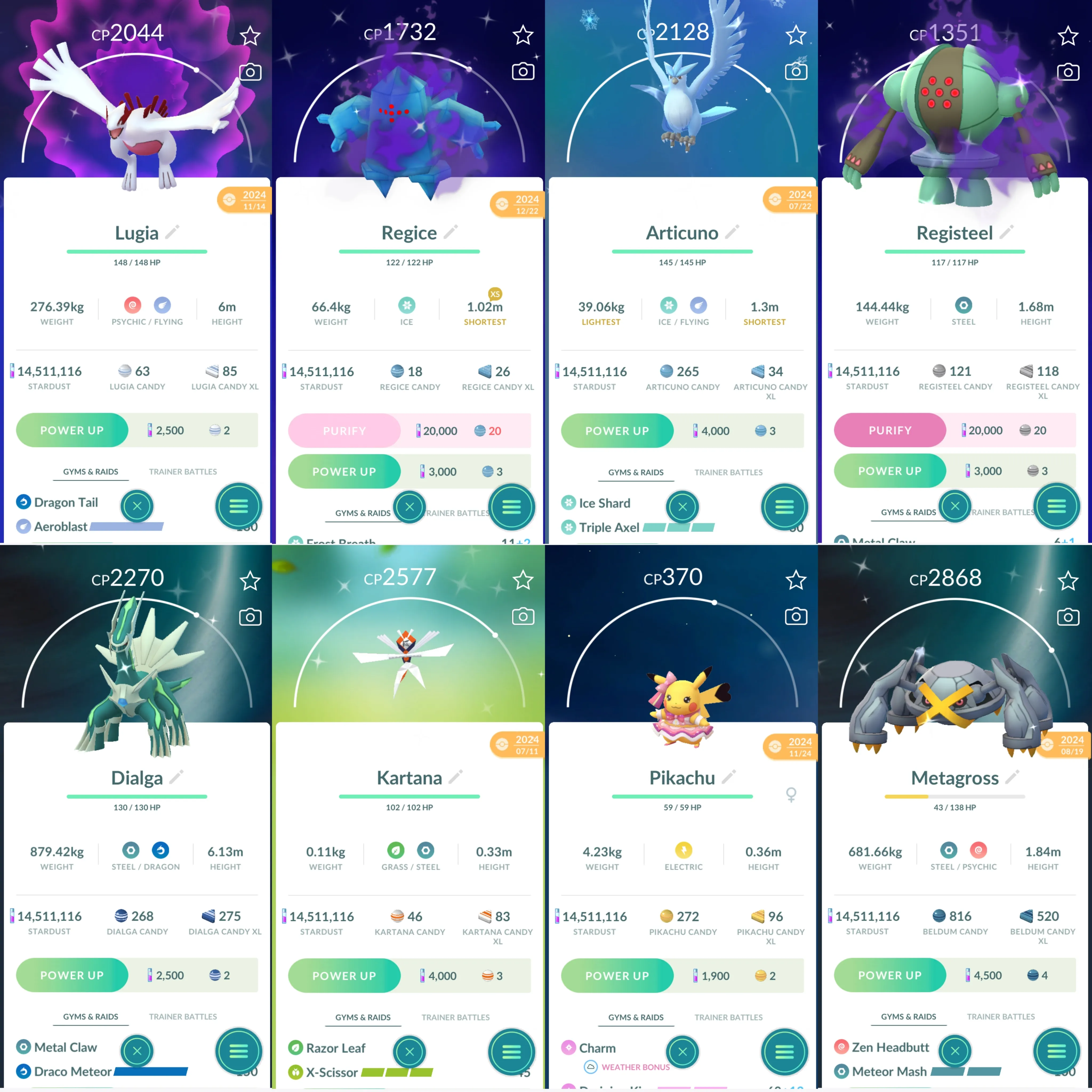 1675 LV48 Cosmog Roar of Time Shiny: Mega Lucario, Charizard, Metagross, Mega Heracross, necrozma, zacian, regieleki, kartana