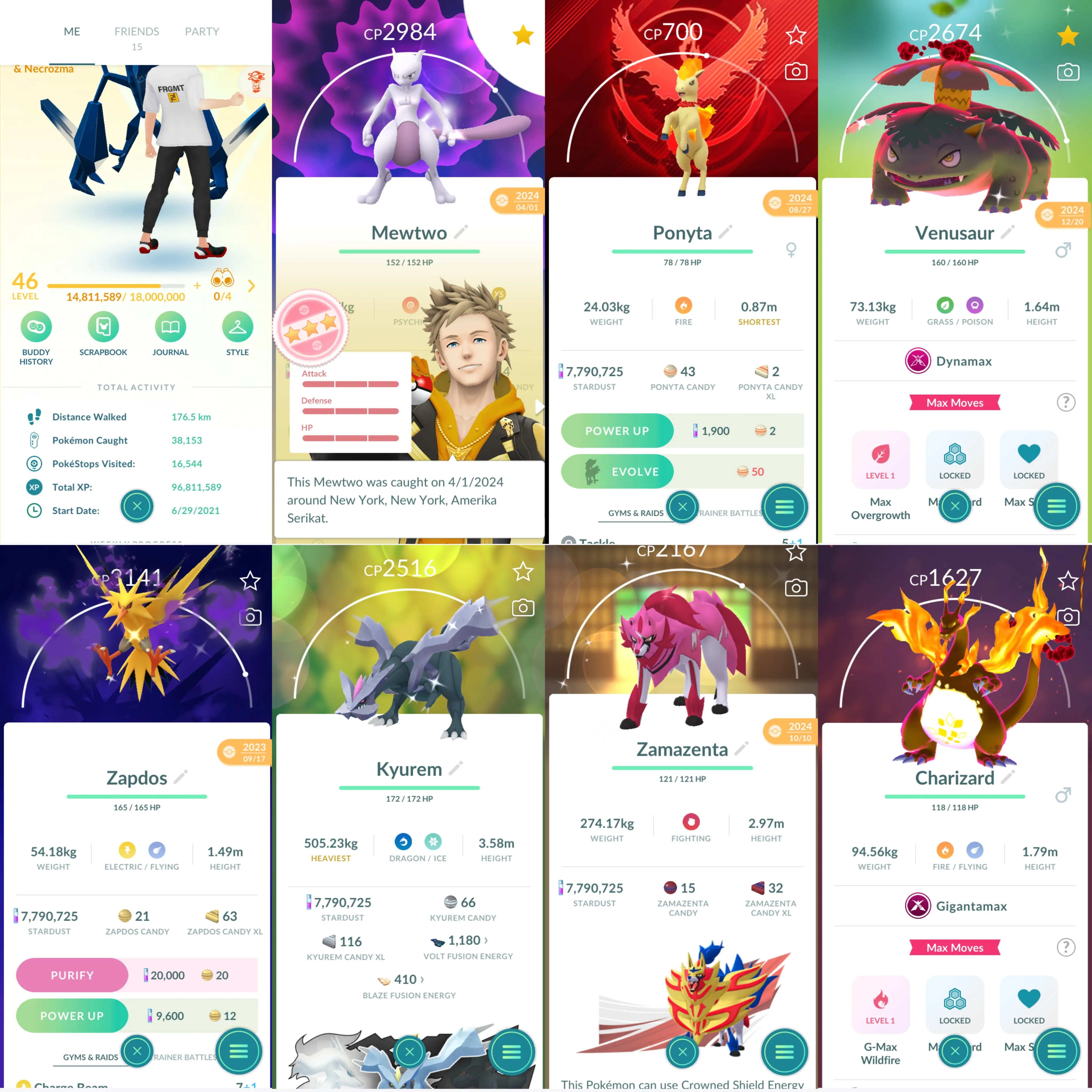 1698 LV46 Cosmog x2 GMax Charizard Mewtwo100 Shiny DMax Venusaur Shiny Rare Snorlax Jacket Shiny Genesect Shiny Necrozma