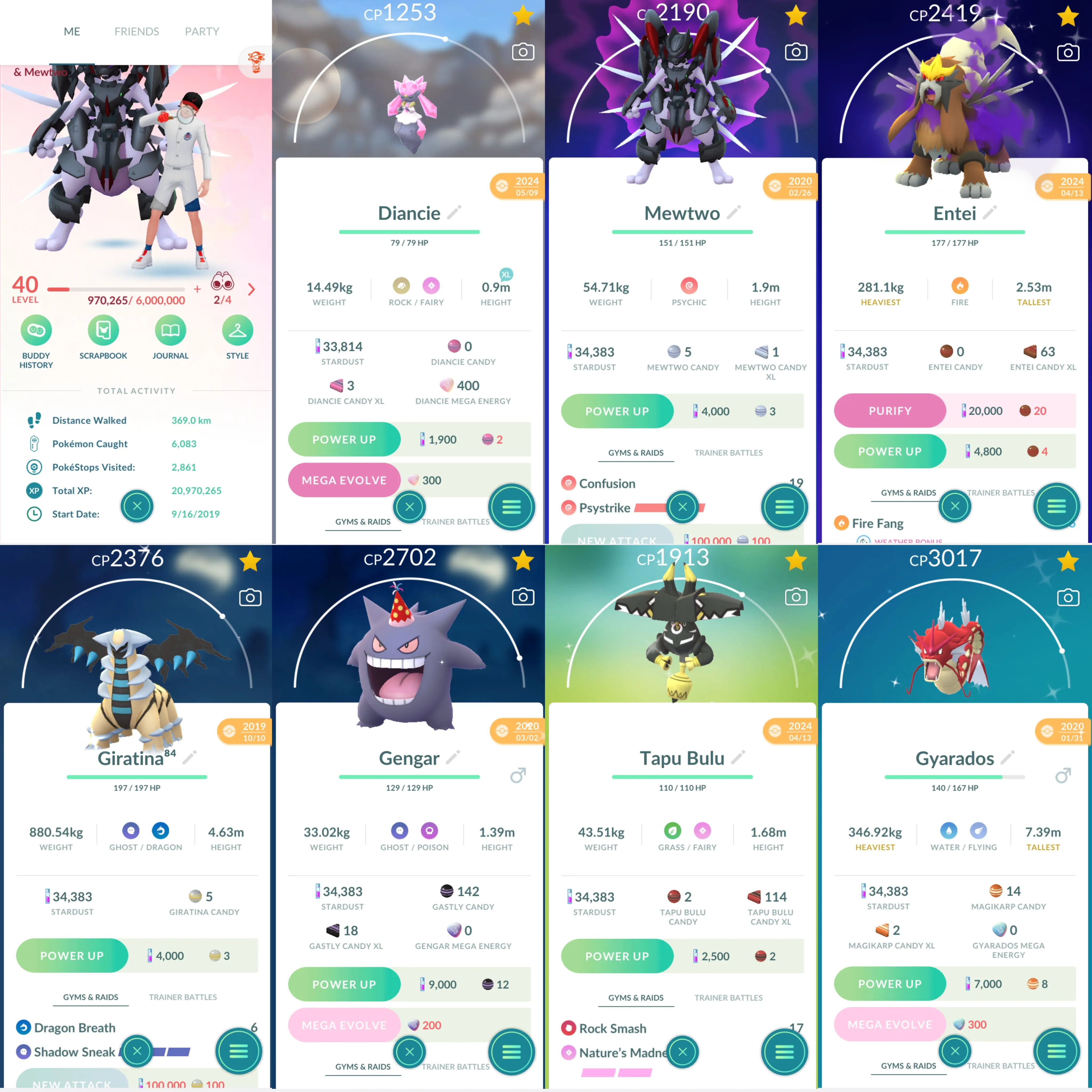1723 LV40  Armored Mewtwo x3 tradeable Shiny Party Hat Nidorino Shiny Party Hat Gengar Mega Diancie Snorlax Jacket