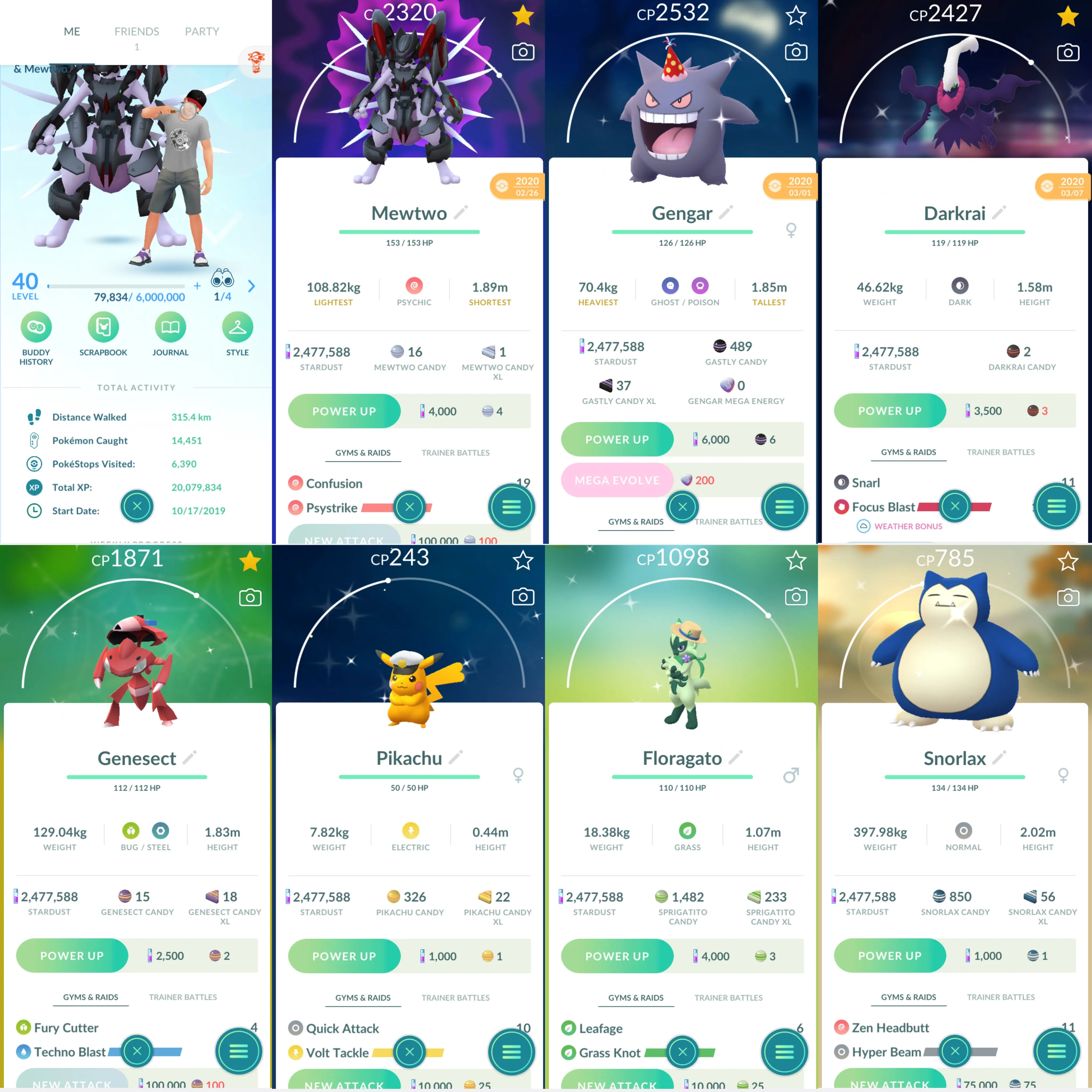 1726 LV40  2019 Mewtwo Armored x2 tradeable Shiny Darkrai Shiny Genesect Shiny Snorlax Shiny Captain Pikachu