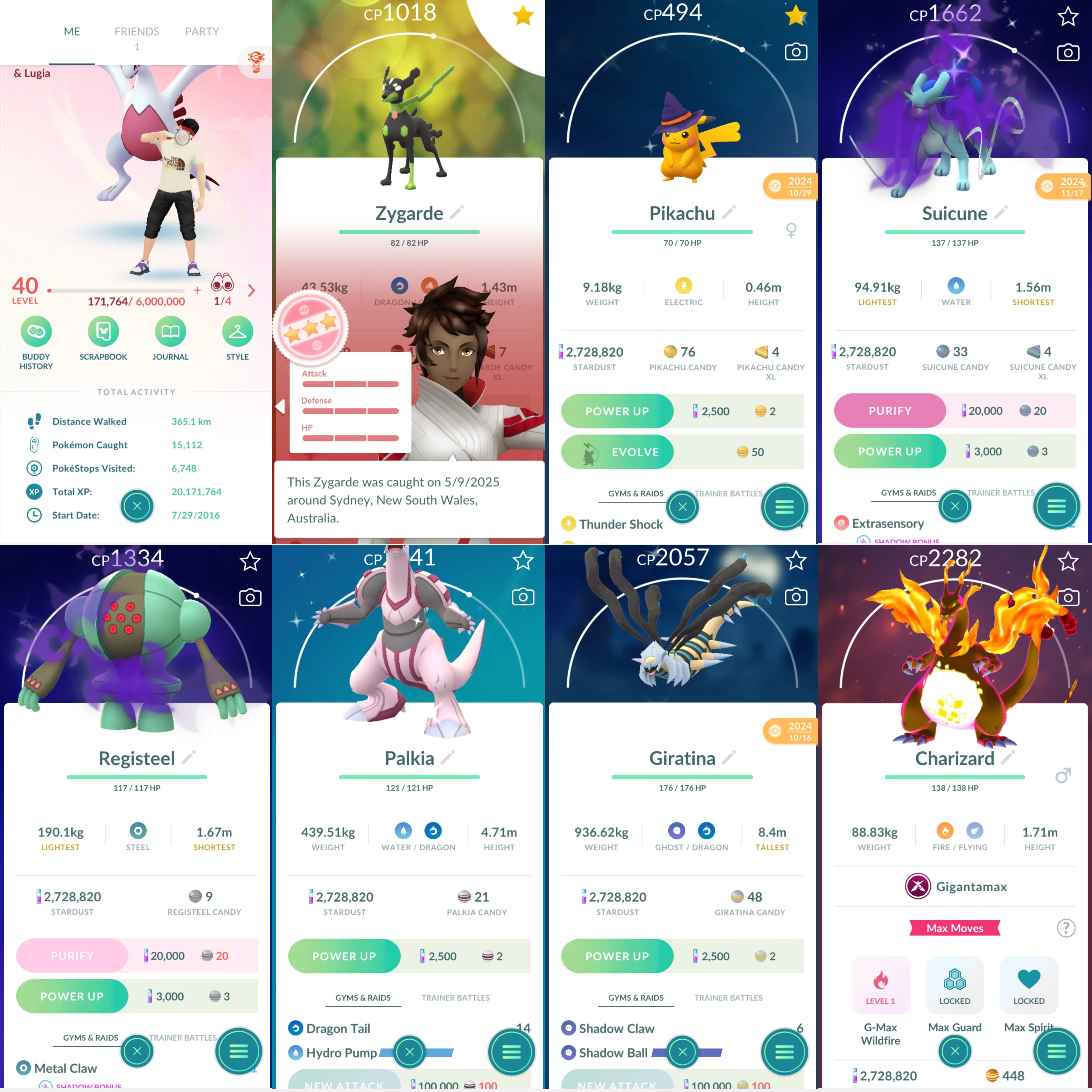 1728 LV40 Old 2016 Account Rarest Zygarde100% GMax Charizard Pikachu Osaka BG  Shiny: pikachu witch hat, shadow suicune