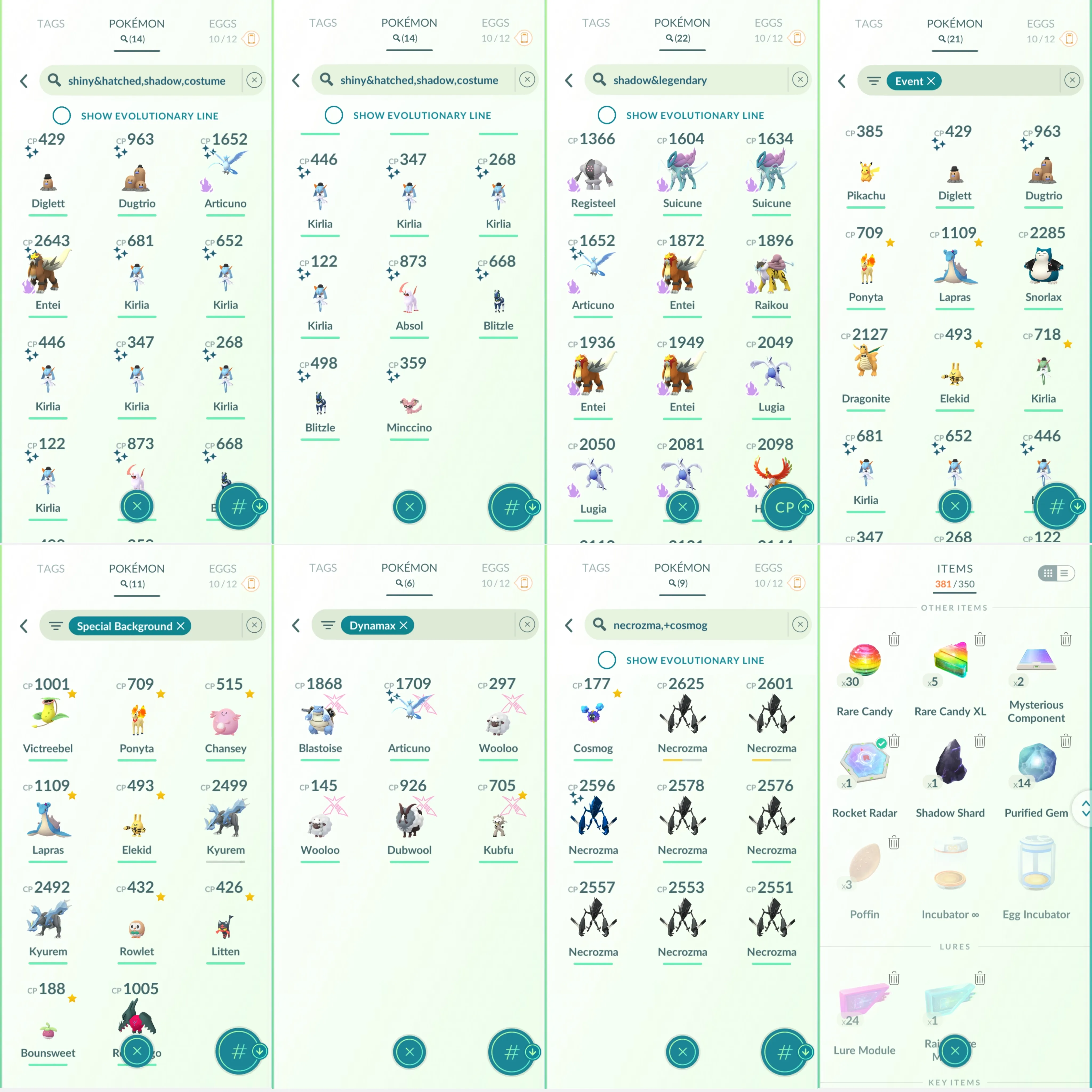 1730 LV46 Cosmog Shundo Ho-Oh Regidrago100 Shiny: Necrozma, Darkrai, Regidrago, Charizard, DMax Articuno, shadow articuno