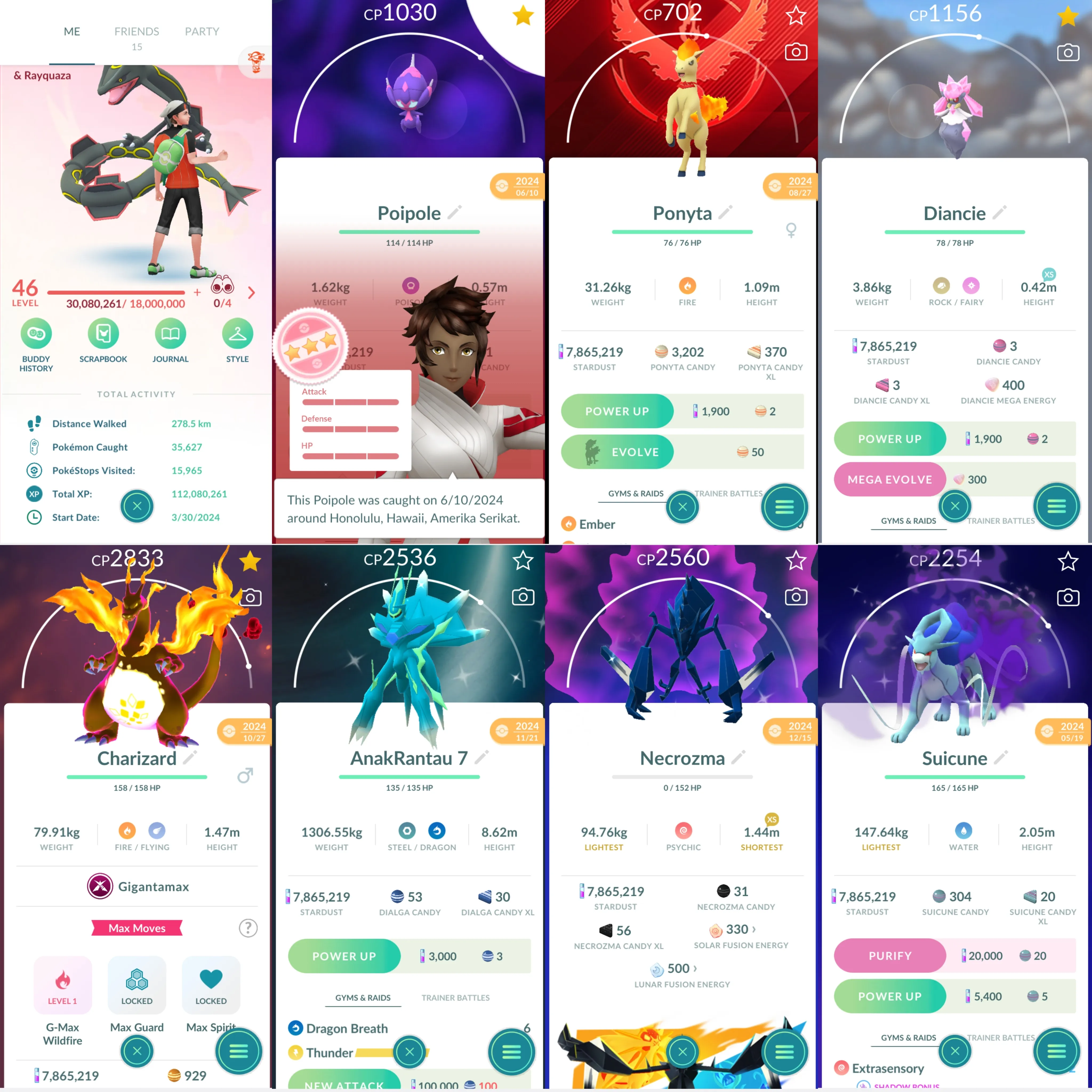 1731 LV46 Poipole100 Mega Diancie GMax Charizard Shiny: rayquaza, dialga origin, necrozma giratina, xerneas, cobalion