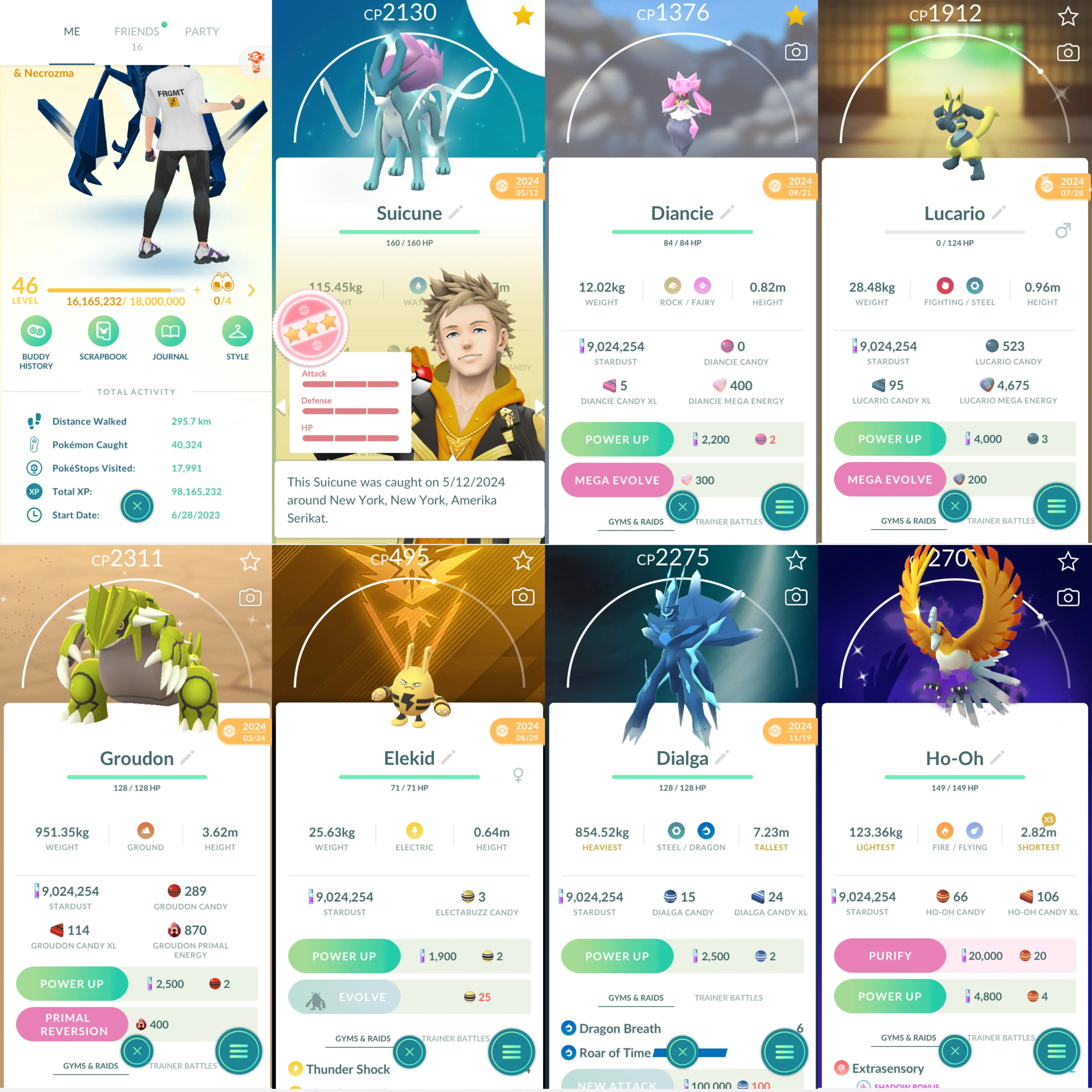 1734 LV46 Legends100x4 (Suicune100x3, Moltres) Roar of Time Shiny: mega Lucario, Primal Groudon, necrozma, riolu, genesect