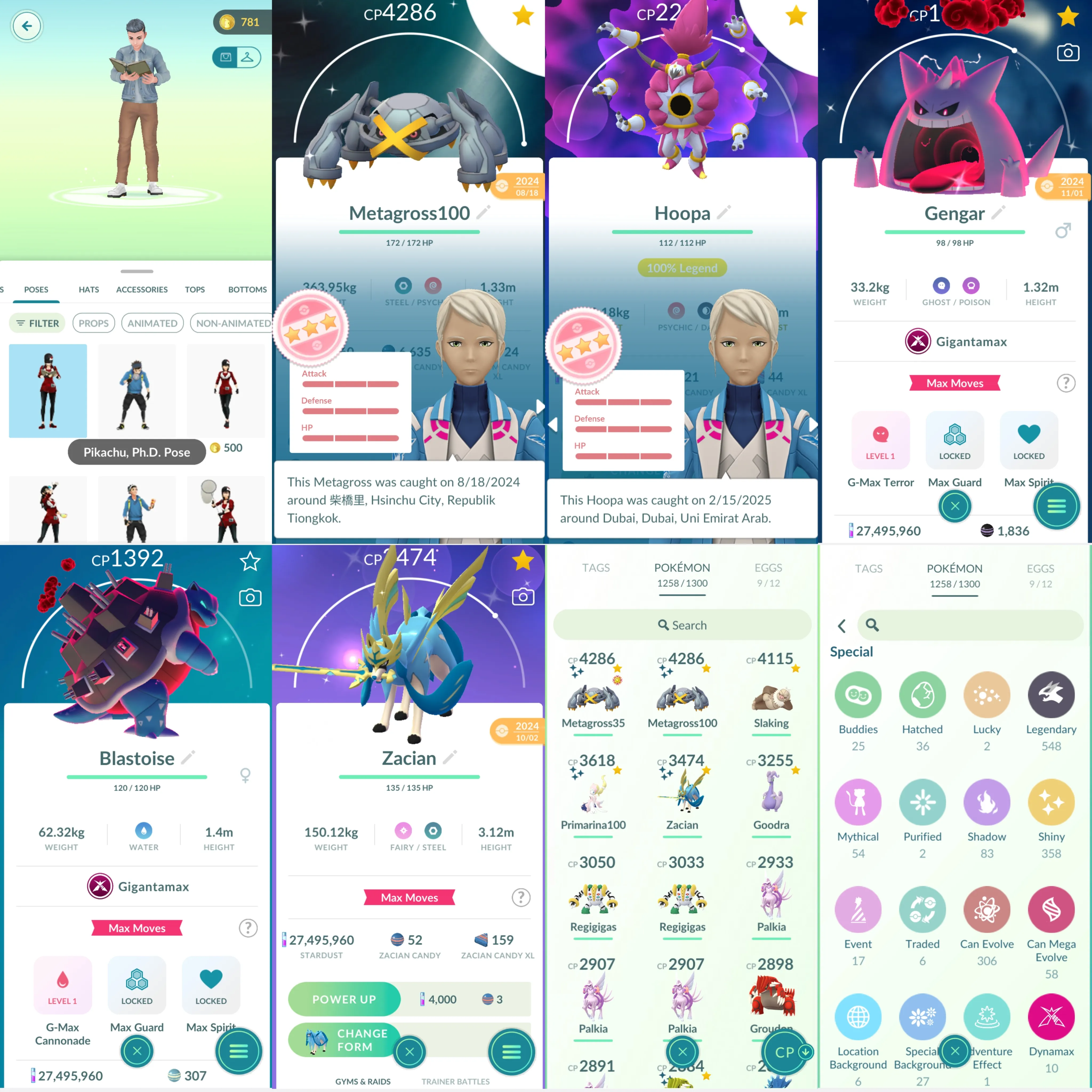 1742 LV50 Rare Pikachu Ph. D Pikachu, Ph. D. Pose Shundo Metagross Shiny GMax Gengar Shiny Crowned Sword Zacian