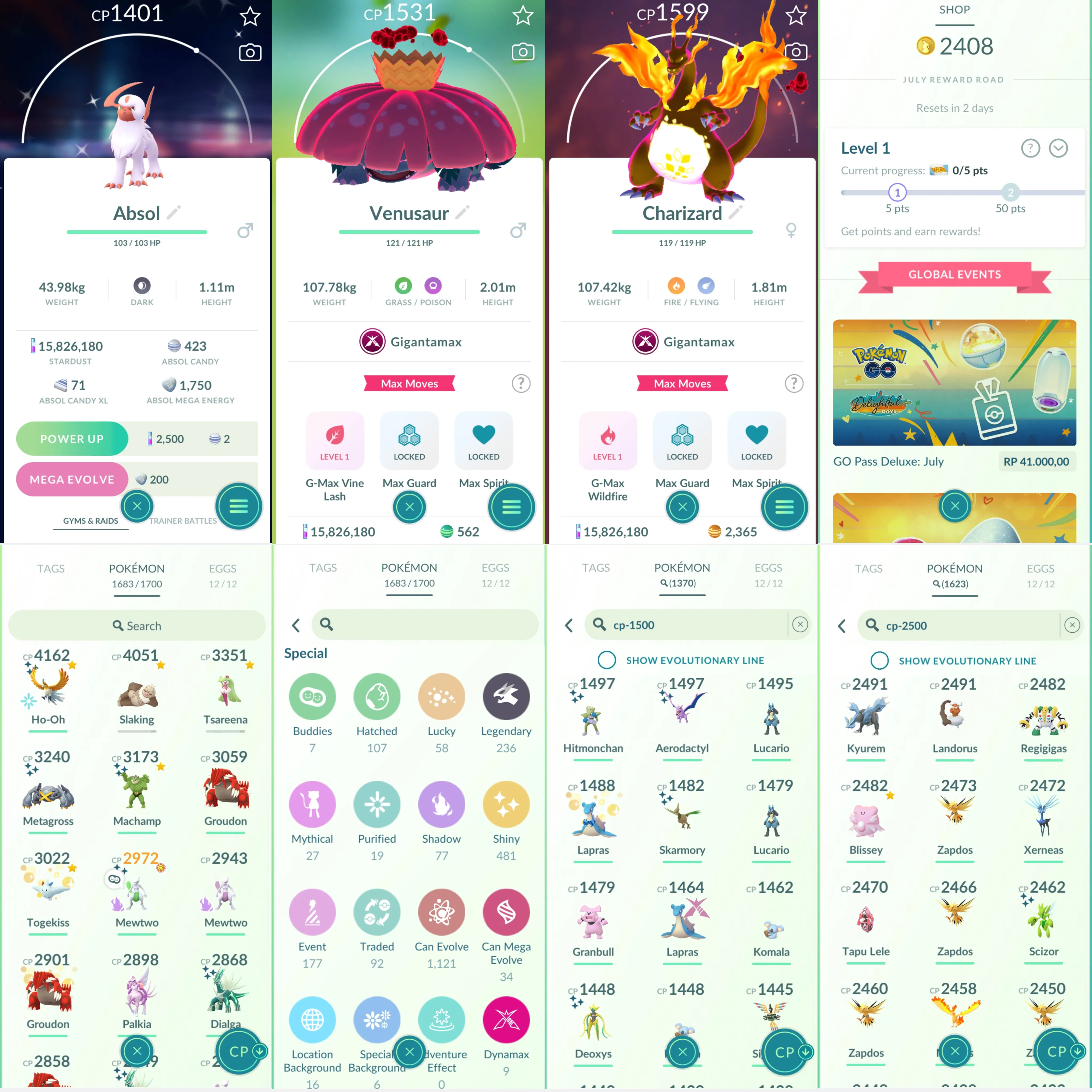 1743 LV50 Cosmogx2 Shundo Ho-Oh Shiny Shadow Mewtwo Shiny Mega Rayquaza Shiny: Buzzwole, Deoxys, primal Kyogre, Necrozma