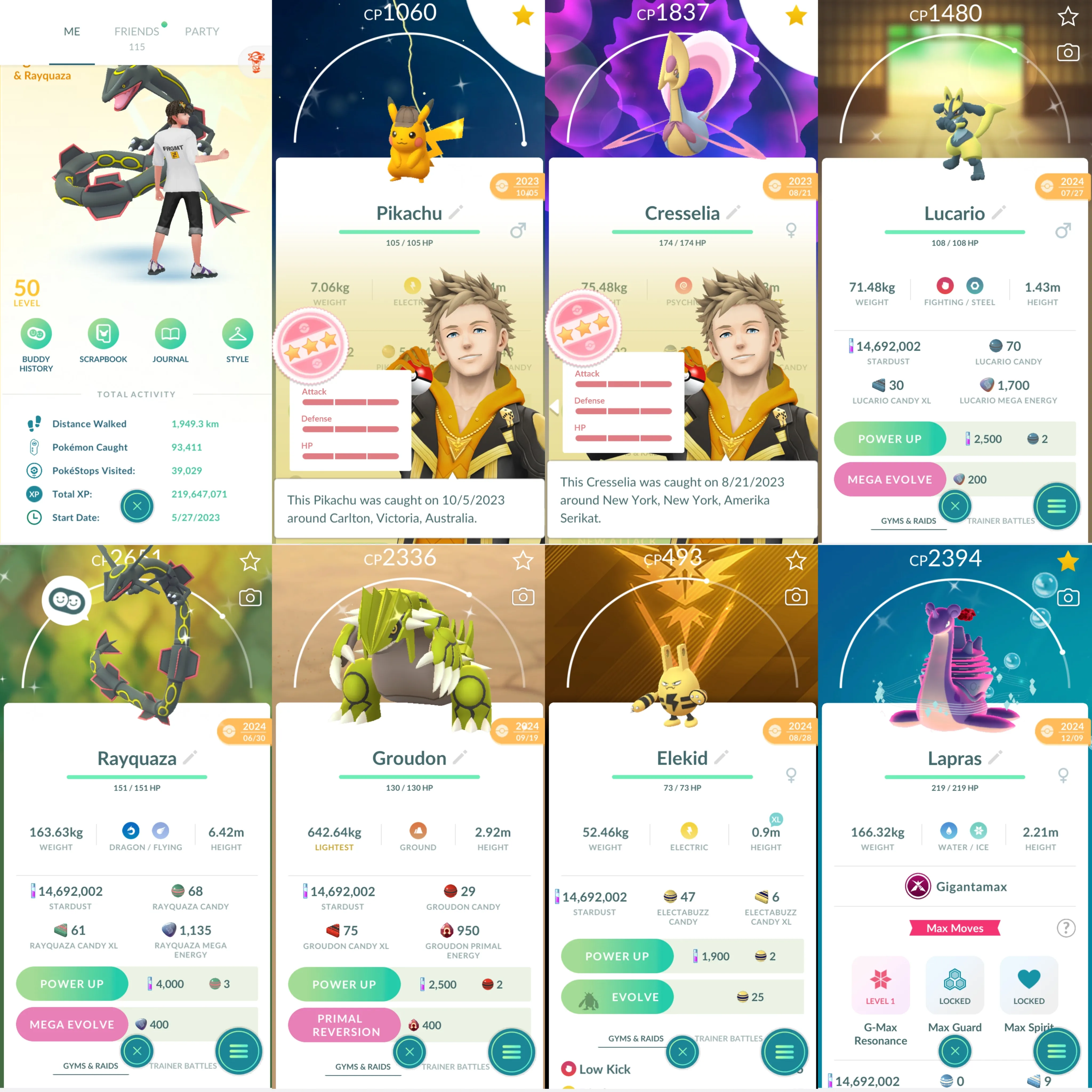 1744 LV50 Enamorus100 Genesect100 Shiny Mega Rayquaza Shiny Mega Lucario Shinu GMax Lapras Shiny Primal Groudon