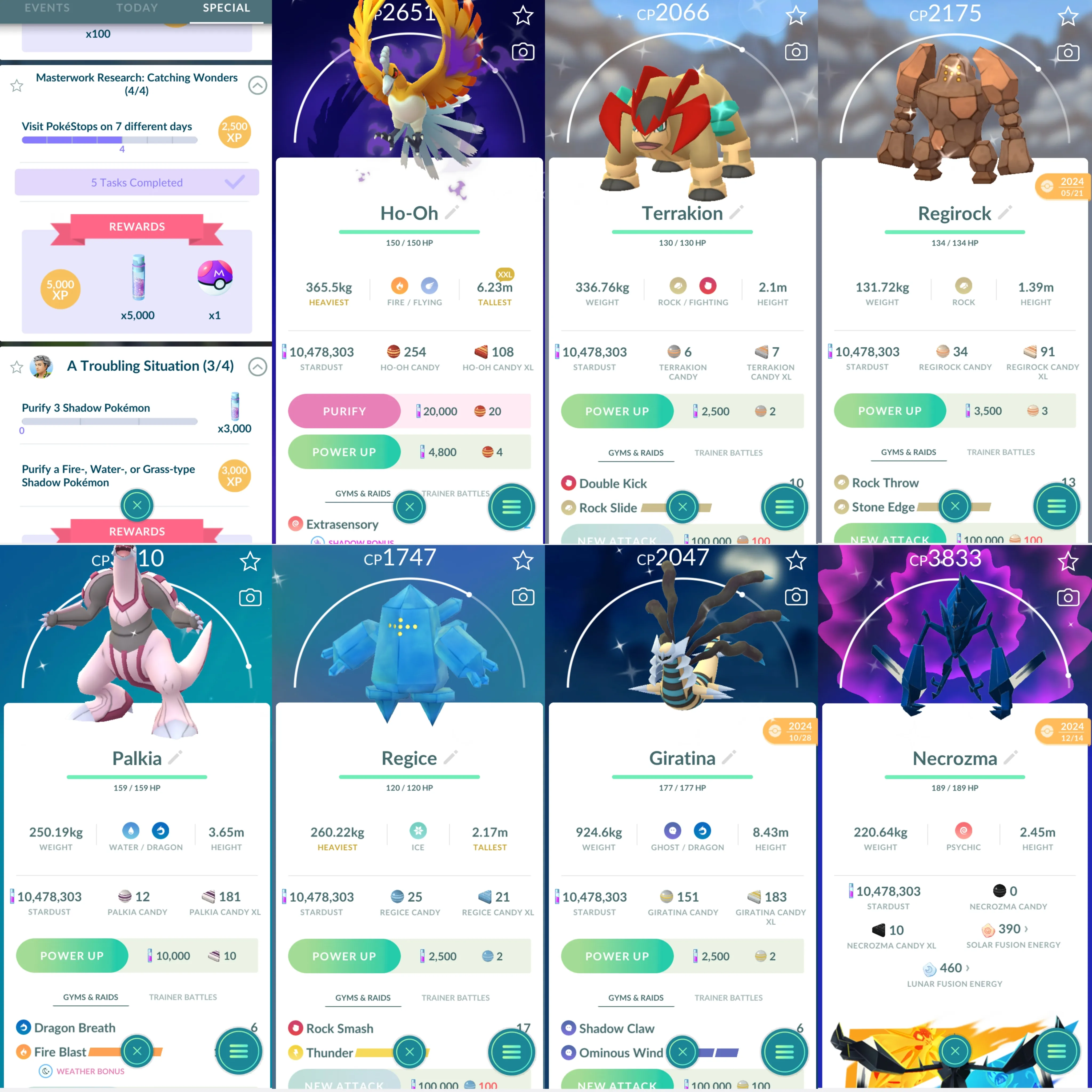1746 LV46 Shiny Rare Reshiram BG Spacial Rend Roar of Time Shiny: Mega Lucario, Necrozma, moltres, shadow entei, shadow ho-oh