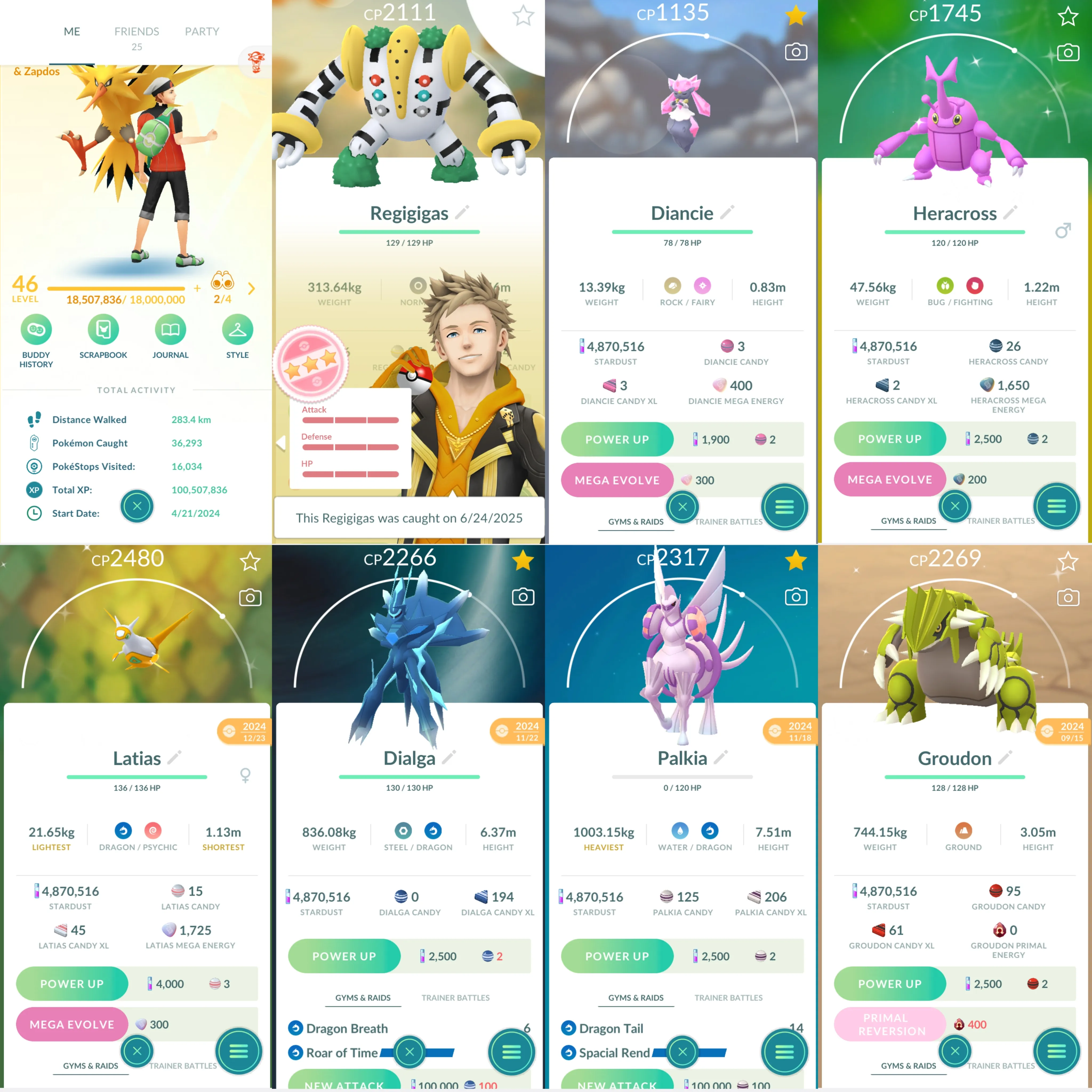 1751 LV46  Spacial Rend Roar of Time Lugia100 Shiny Mega Latias Shiny Necrozma Shiny Zacian Shiny Mega Heracross