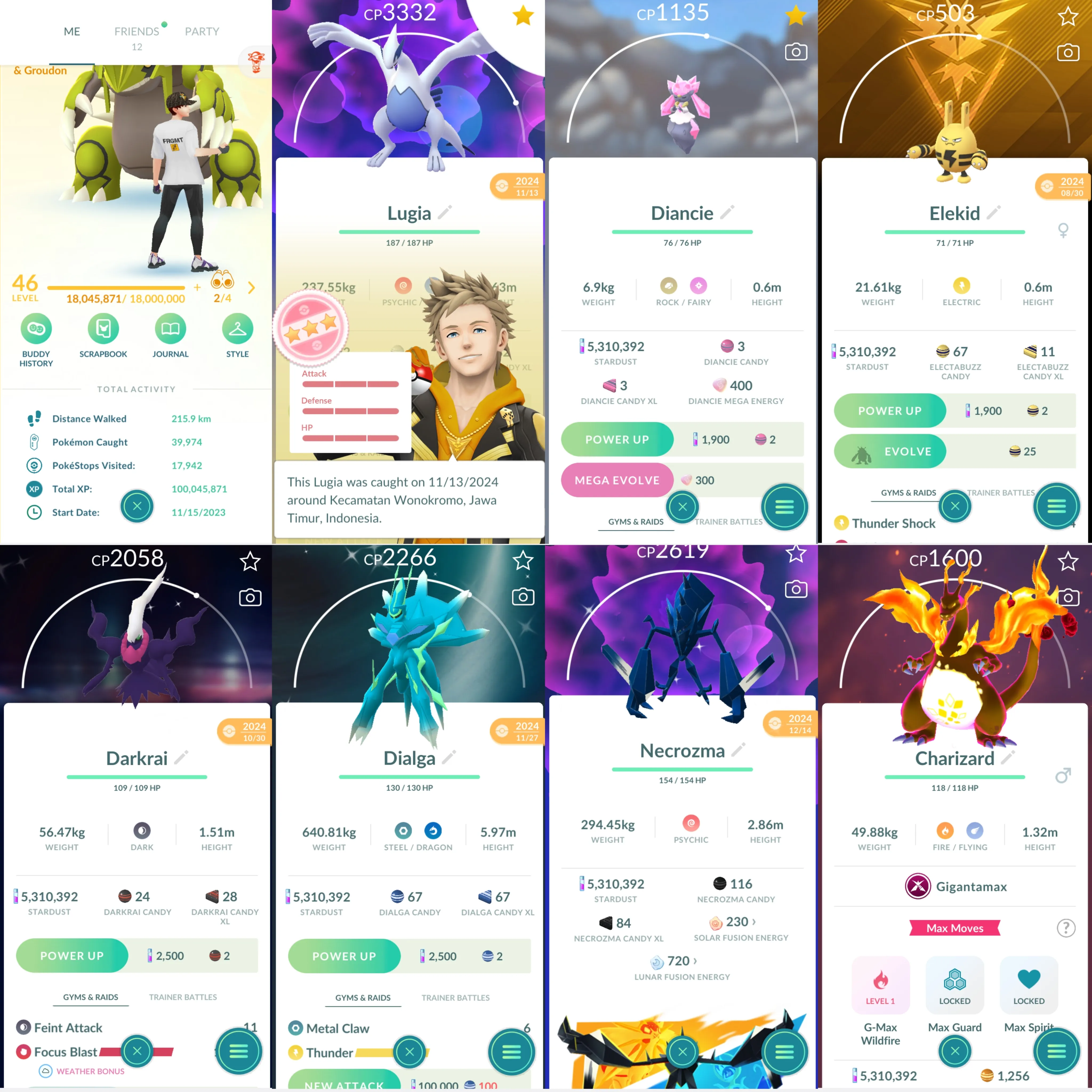 1752 LV46 GMax Charizard GMax Blastoise GMax Lapras GMax Snorlax Lugia100 Shiny Mega Kangaskhan Shiny Mega Mawile