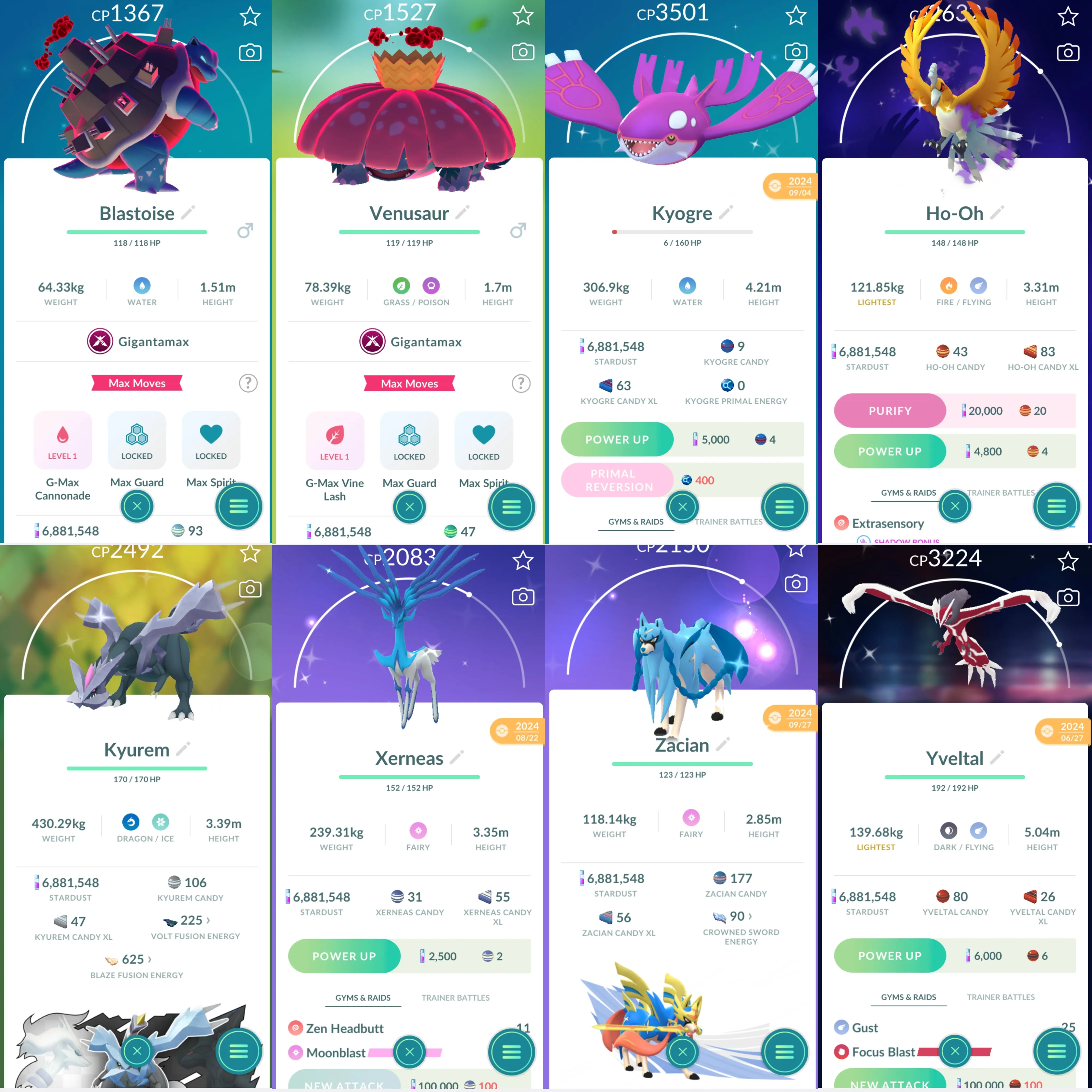 1754 LV46 Shiny GMax Snorlax Shiny GMax Lapras Roar of Time Shiny: groudon, kyogre, shadow ho-oh, kyurem, xerneas,zacian