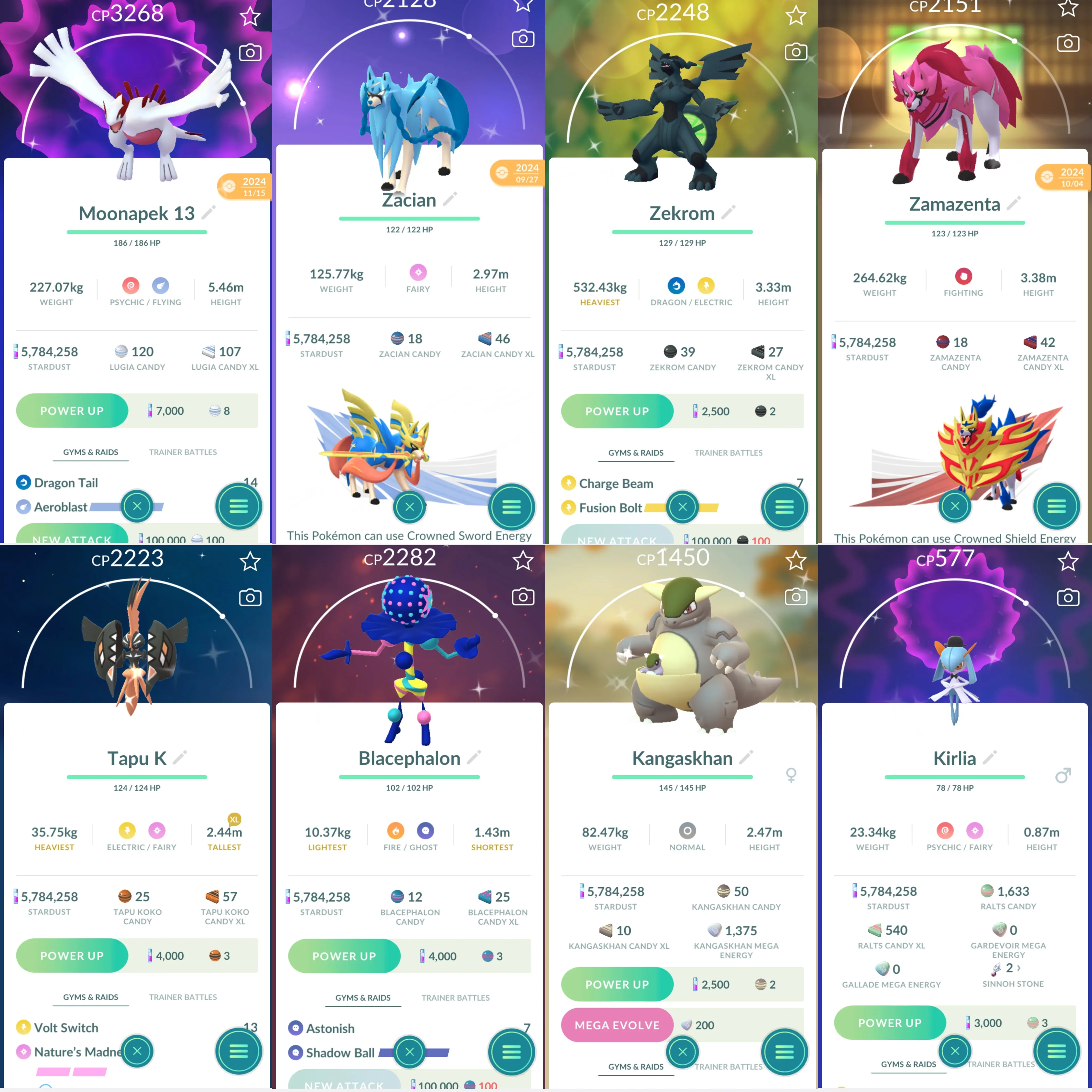 1755 LV46 Shiny GMax Snorlax Shiny Rare Registeel BG GMax Charizard GMax Blastoise GMax Lapras Shiny Blacephalon