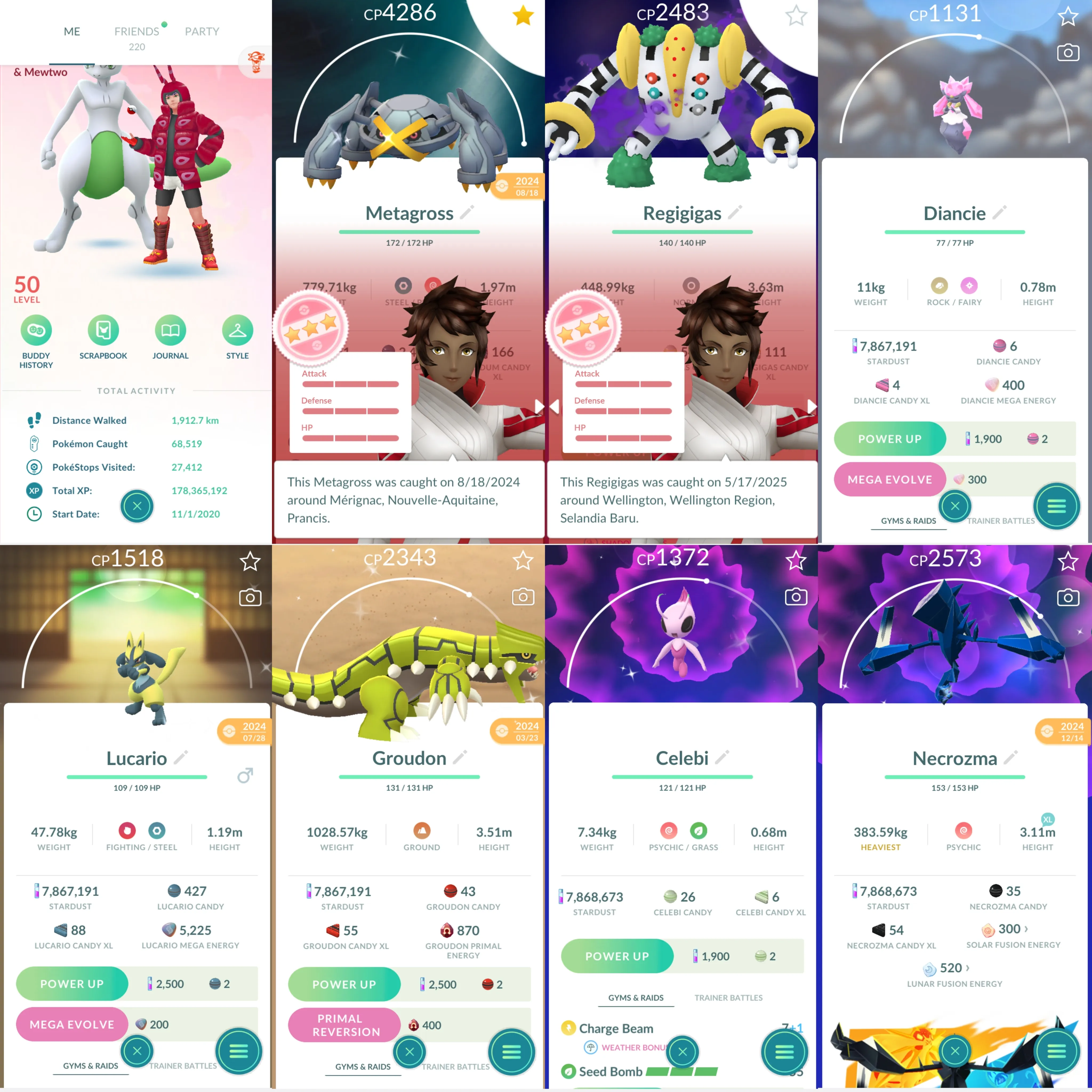 1764 LV50 Shadow Regigigas100 Shundo Metagross Shiny: Mewtwo, Mega Lucario, Primal Groudon, Primal Kyogre, Celebi, Lugia