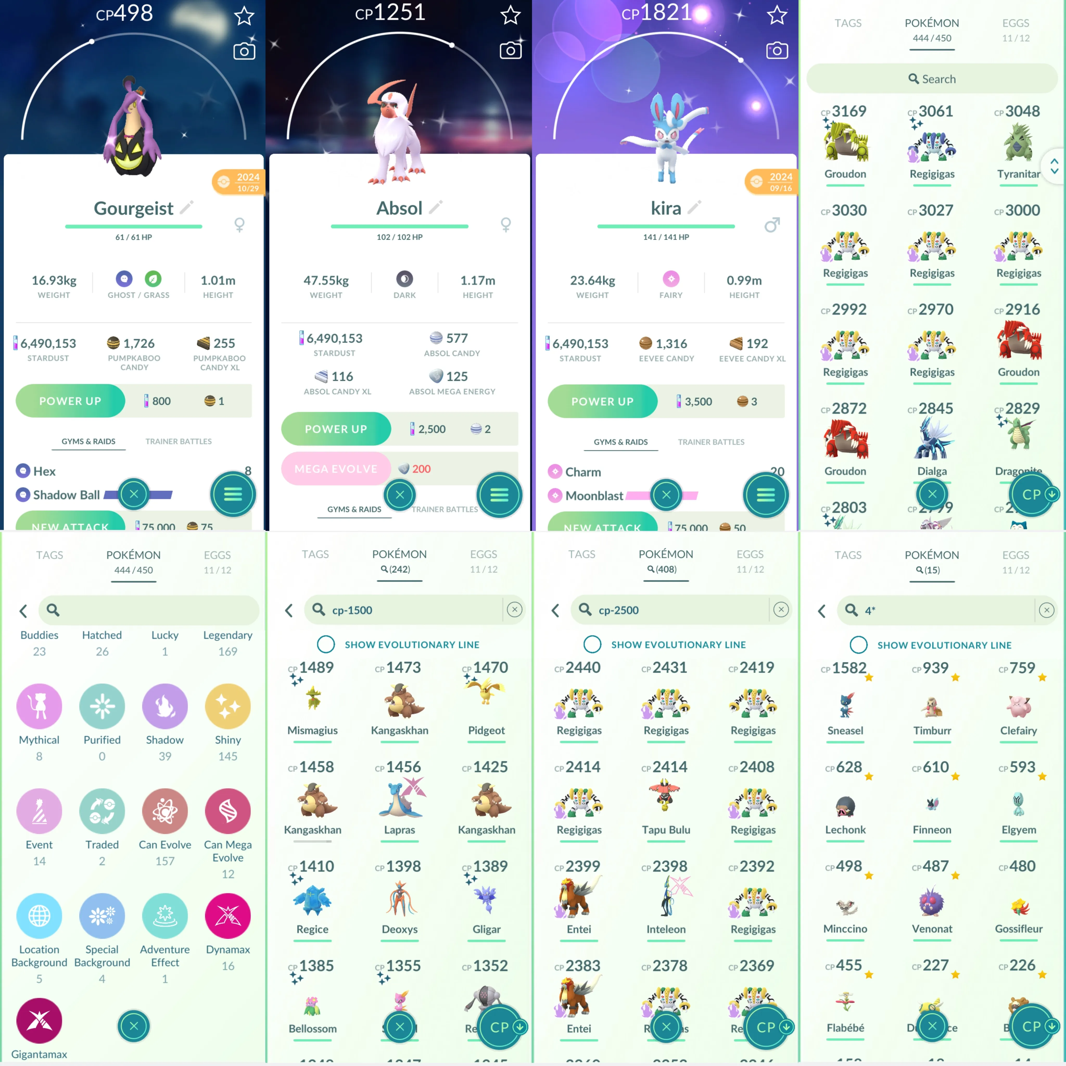 1768 LV46 GMax Machamp GMax Lapras GMax Snorlax GMax Rilaboom Shiny: Mega Heracross, necrozma, giratina origin+altered, groudon