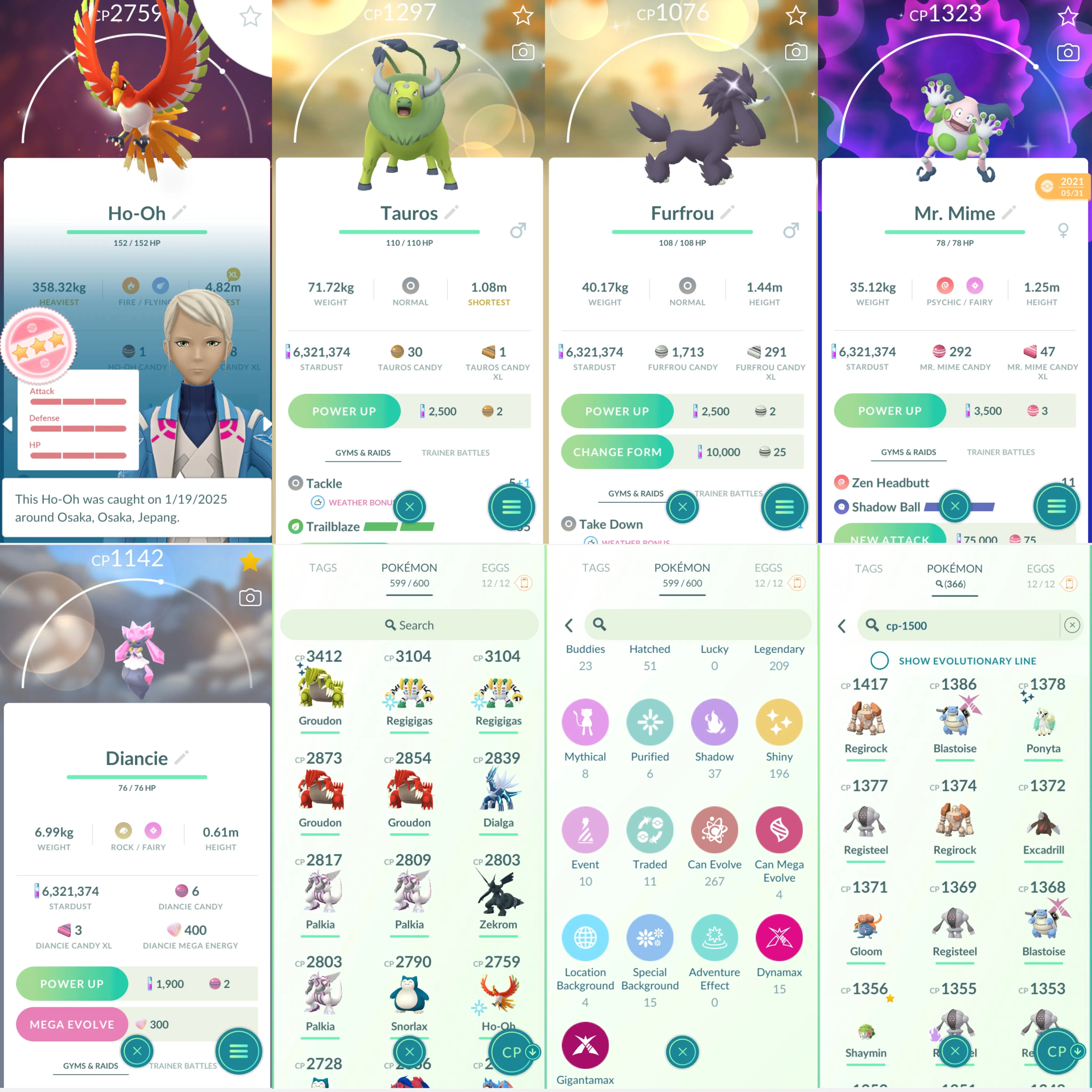 1775 LV46 Shiny GMax Machamp GMax: Charizard, Blastoise, Machamp, Lapras, Rillaboom Shiny: Zacian, Shadow Regigigas, Regice