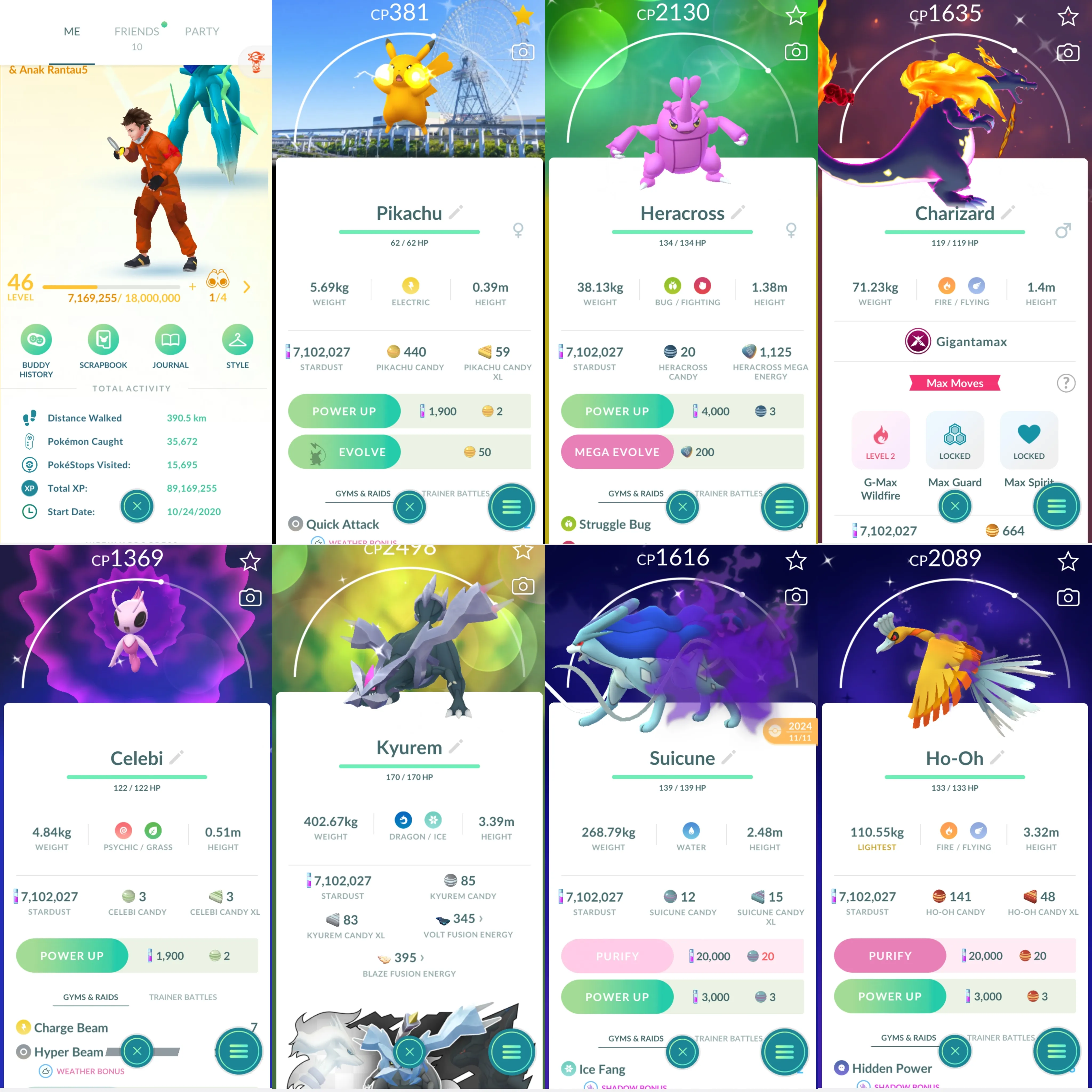 1777 LV46 Shiny GMax Charizard Shiny Rare Pikachu Suita Osaka Bg Shiny Rare Scraggy BG Shundo Spritzee Shiny: Celebi