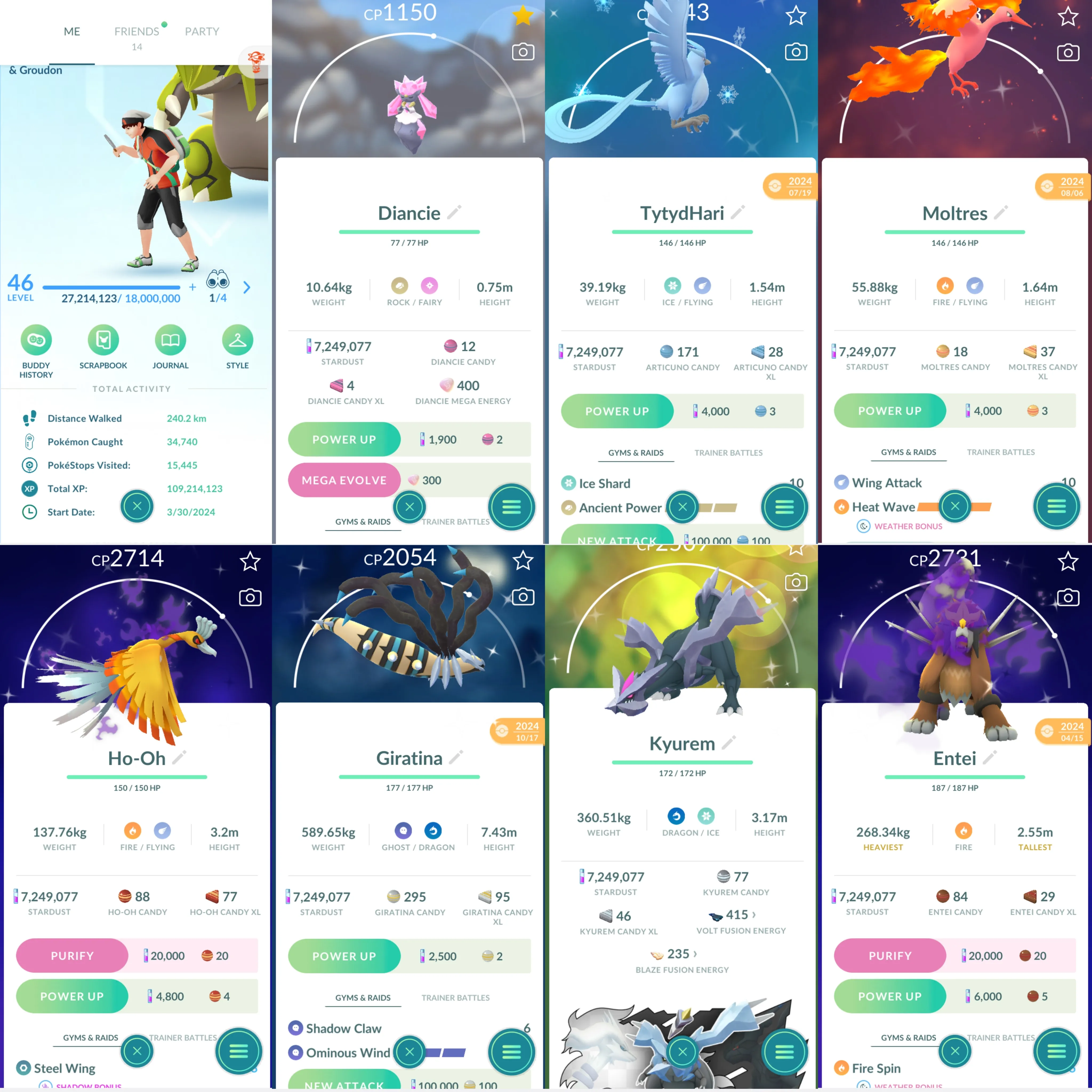 1780 LV46 Mega Diancie Shiny Mega Kangaskhan Shiny: wynaut, bonsly, shadow regigigas, giratina, kyurem, shadow entei, articuno