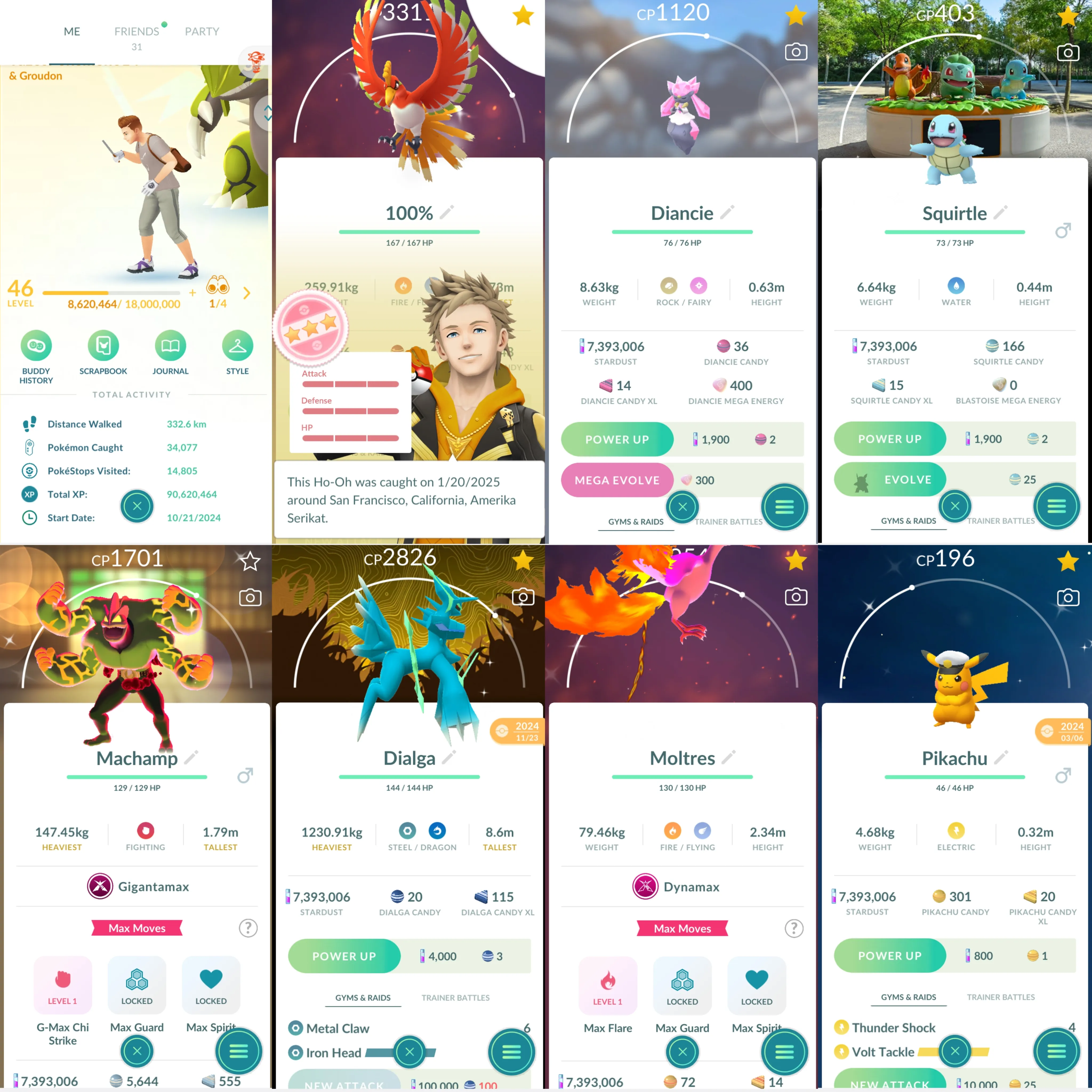 1781 LV46 Shiny Squirtle Osaka BG Shiny GMax Machamp Shiny Dialga Origin rare BG Shiny DMax Moltres Spacial Rend Roar of Time