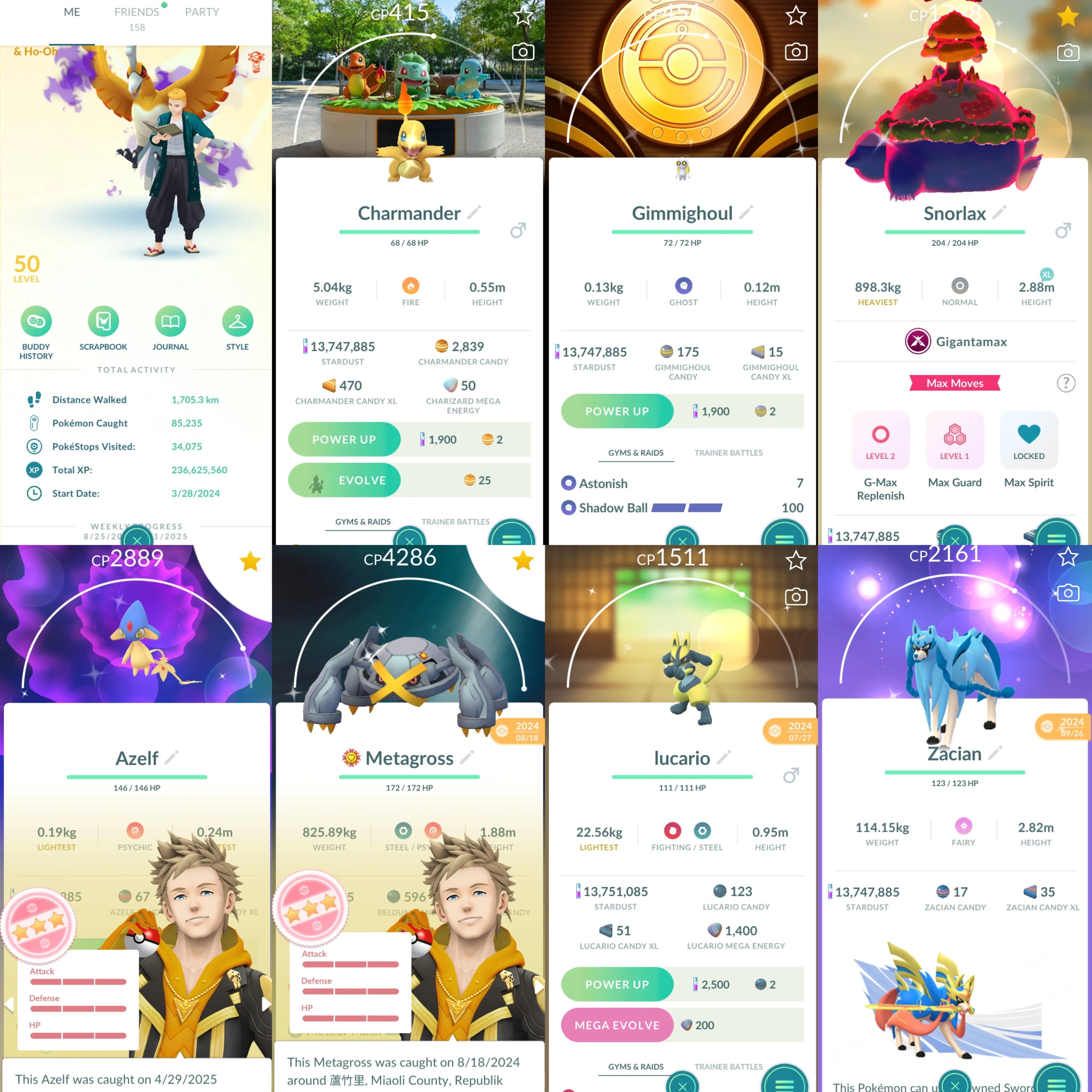 1789 LV50 Shundo: Metagross, Azelf, Salamence, feraligatr, bagon, pancham. Shiny GMax Snorlax Shiny Charmander Osaka BG