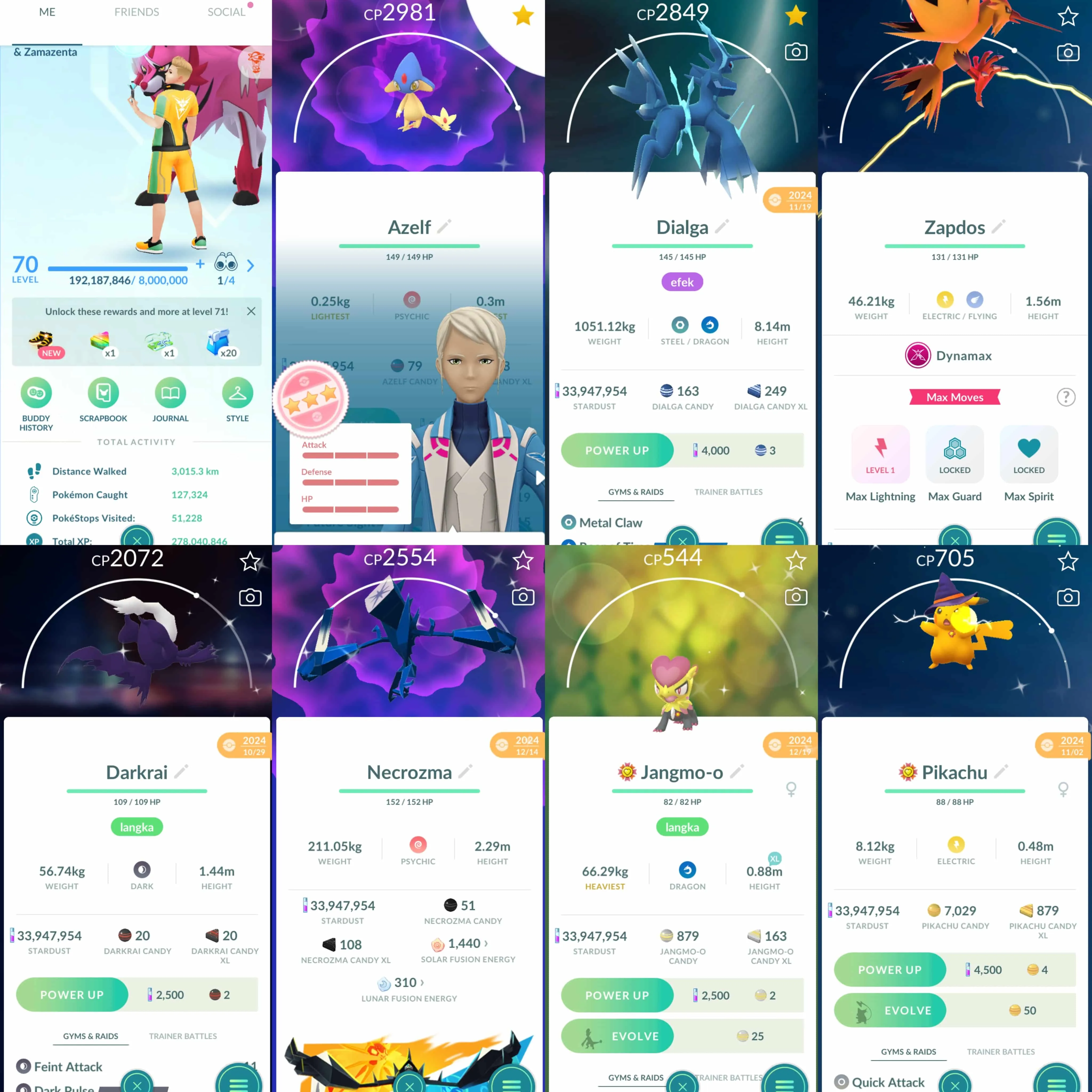 1796 Level 70 Legacy 50 Shundo Azelf Shiny Bouffalant Legendary100x7 Shiny DMax Zapdos Shiny: darkrai, necrozma, zacian , zamazenta, pikachu witch hat, mega latios, shadow ho-oh, dialga, shadow suicune, shadow regice, shadow registeel, dialga origin