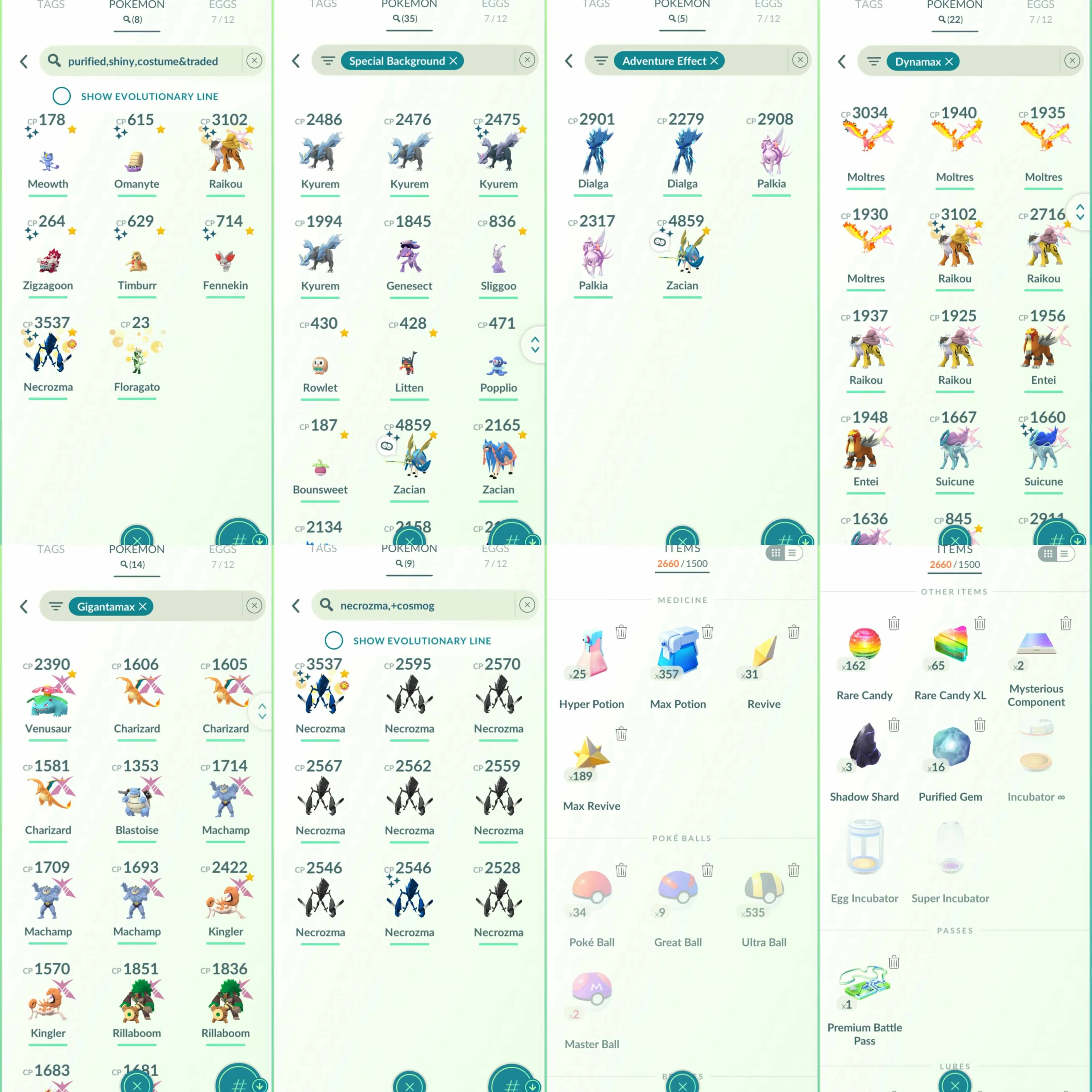 1800 Level 70 Legacy 50 Shiny Zacian Crowned Sword BG Shiny Zamazenta (Can change form) Shiny Charcadet Shiny Kyurem BG Shiny DMax Suicune Shiny DMax Moltres Shiny Lucky DMax Raikou Shiny Ponyta Rare BG Shiny Mega Latias