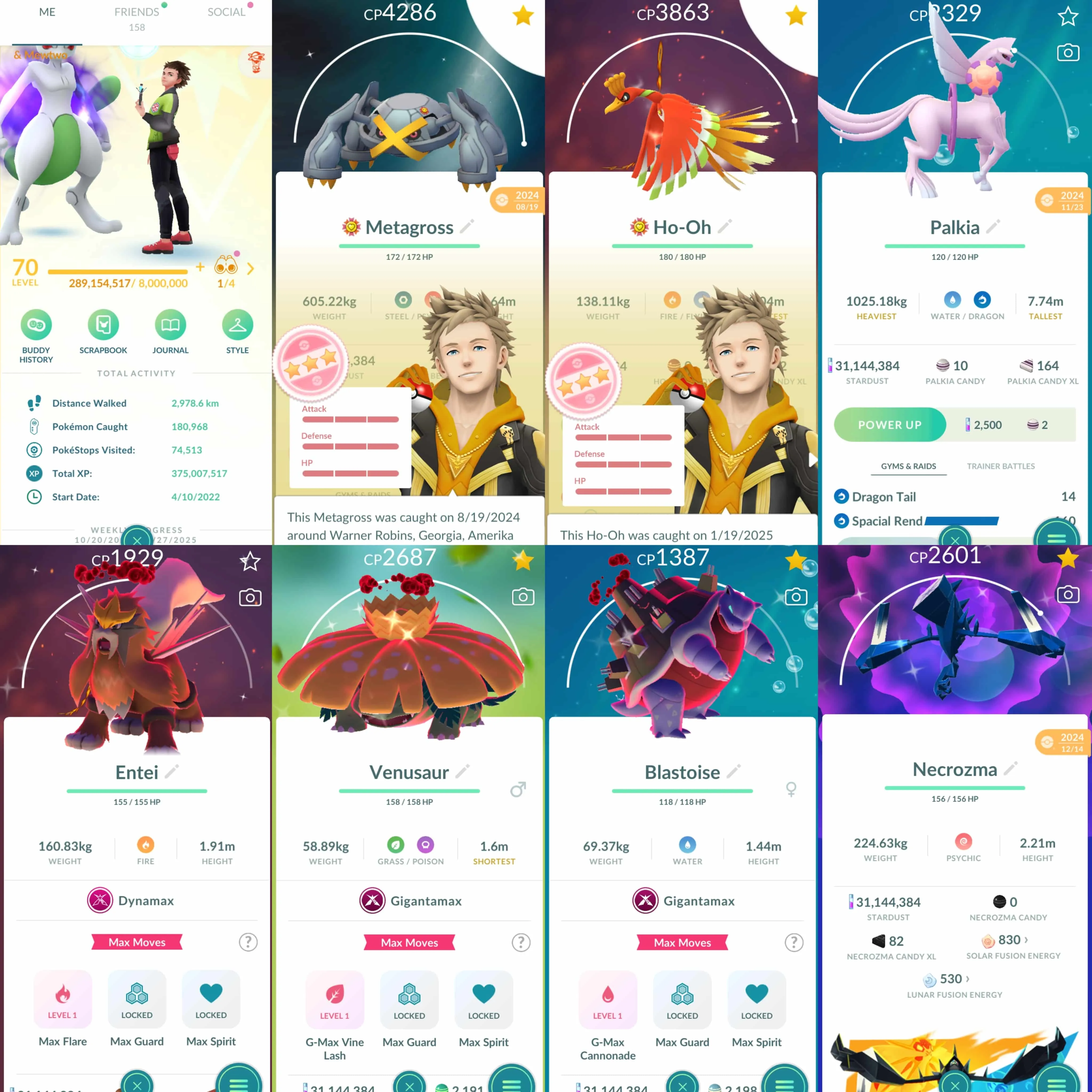 1802 Level 70 Legacy 50 Mater Ball x3 Shundo Metagross Shiny Shadow Mewtwo Shiny GMax Blastoise Shiny GMax Venusaur Shiny DMax Entei Shiny: Necrozma, Mimr Jr., Primal Groudon, shadow Regigigas, lucky Dialga, lucky Palkia