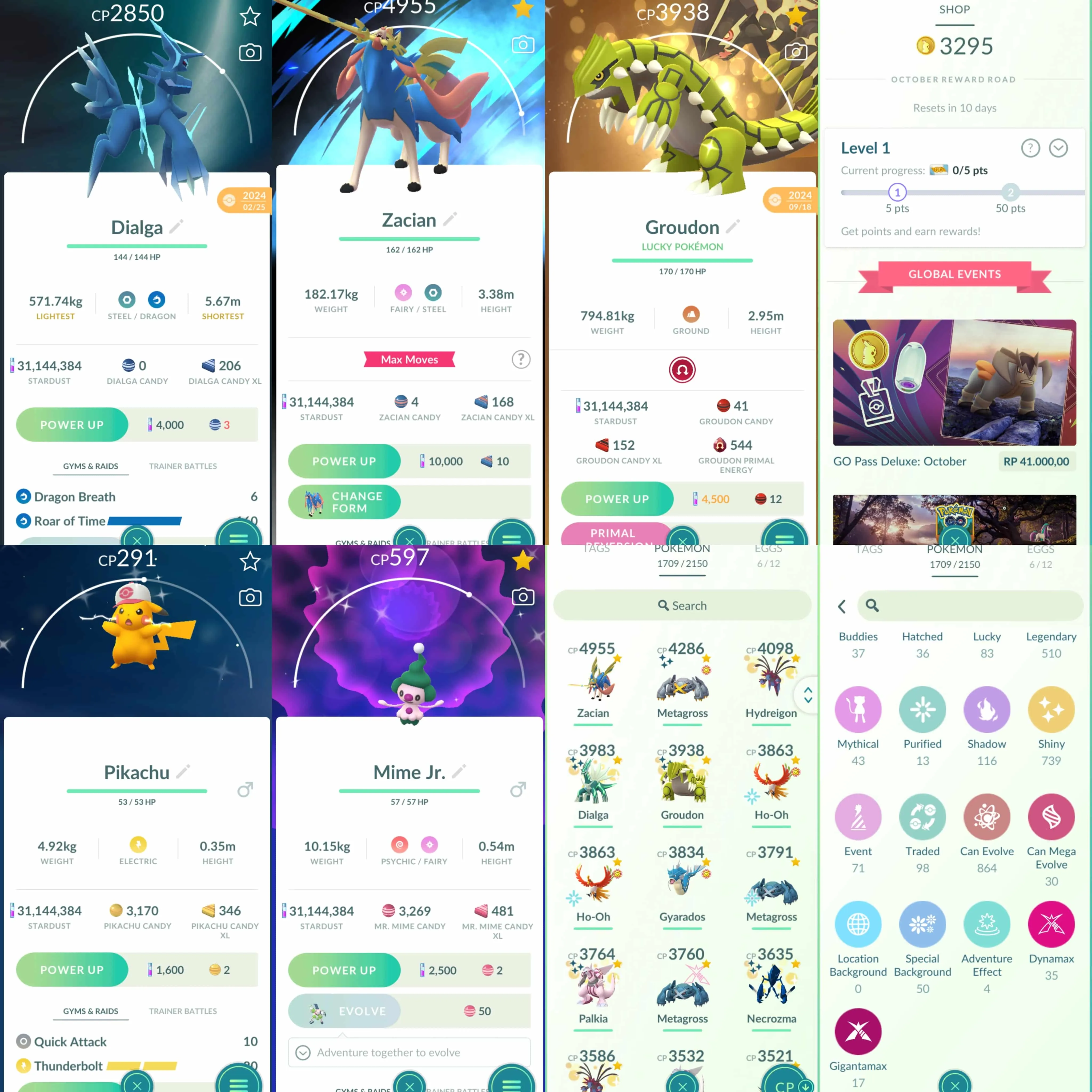 1802 Level 70 Legacy 50 Mater Ball x3 Shundo Metagross Shiny Shadow Mewtwo Shiny GMax Blastoise Shiny GMax Venusaur Shiny DMax Entei Shiny: Necrozma, Mimr Jr., Primal Groudon, shadow Regigigas, lucky Dialga, lucky Palkia