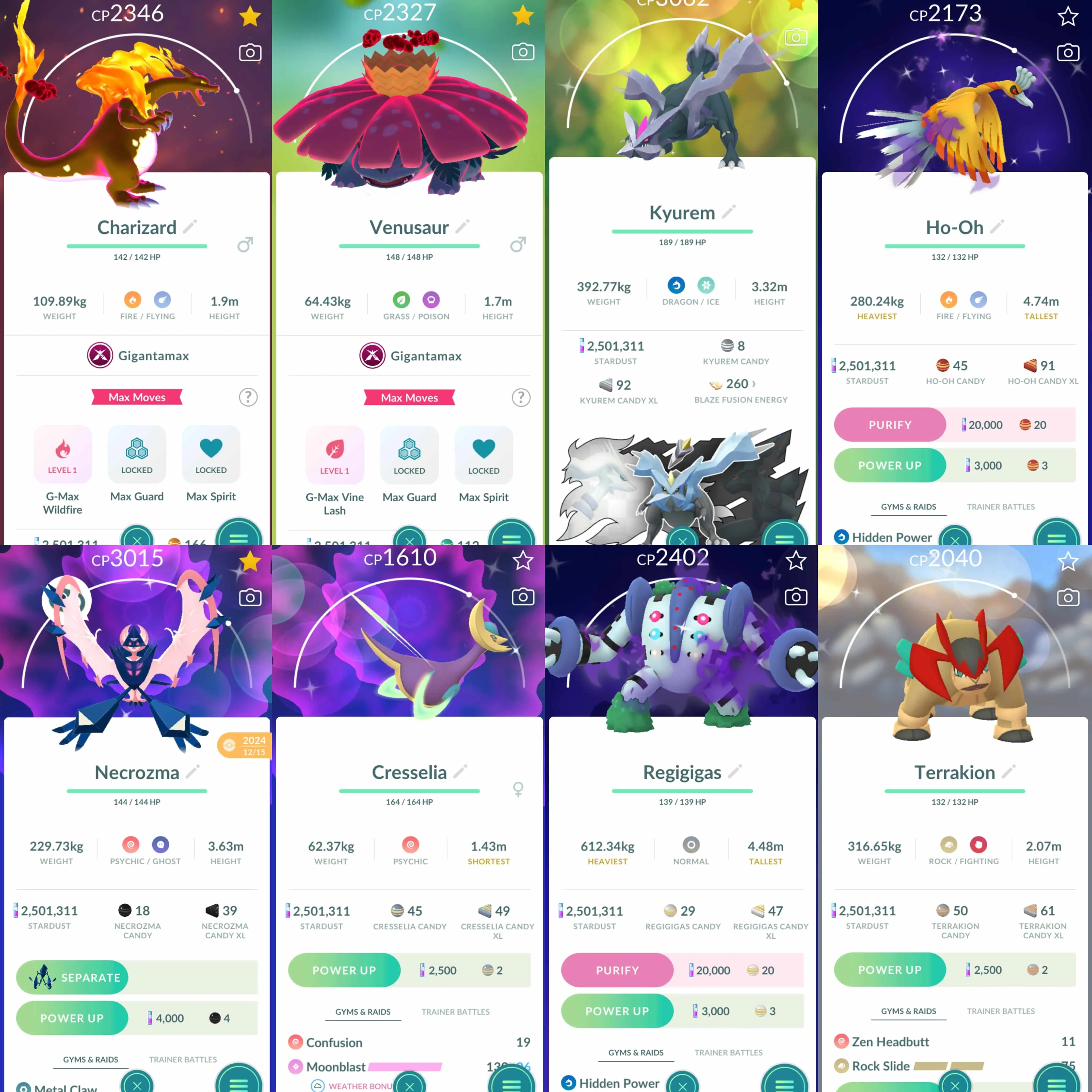 1805 Level 60 Eternatus Shiny Dawn Wings Necrozma Shiny GMax Blastoise Shiny GMax Butterfree Shiny: Dialga Origin Roar of Time, shadow Kyogre, articuno, zamazenta, kyurem, shadow ho-oh, cresselia, shadow regigigas, terrakion, cobalion