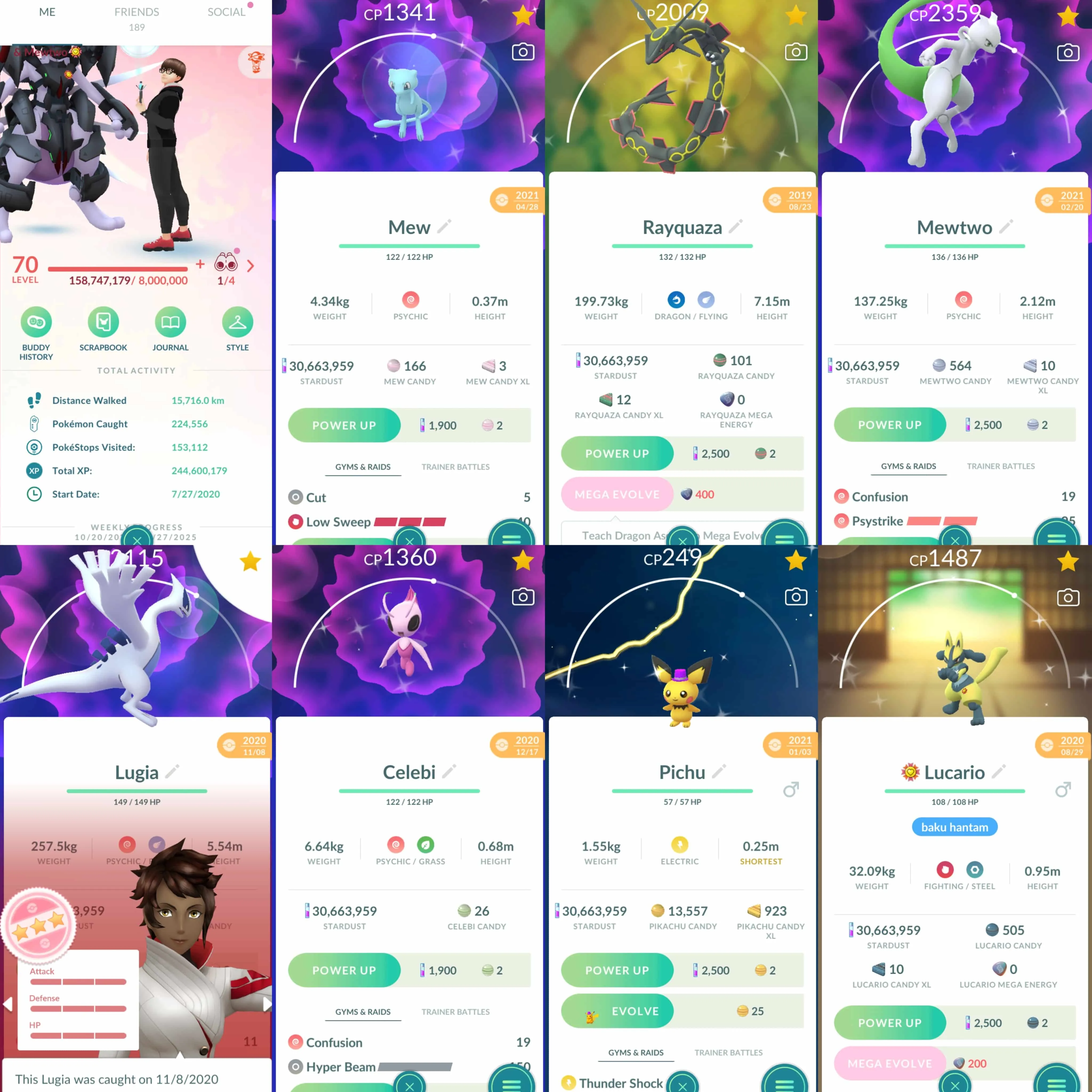 1806 Level 70 Legacy 50 Shiny Mew Armored Mewtwo x1 (traded) Shundo Mega Charizard Shiny Rayquaza Shiny Mewtwo Shiny Celebi