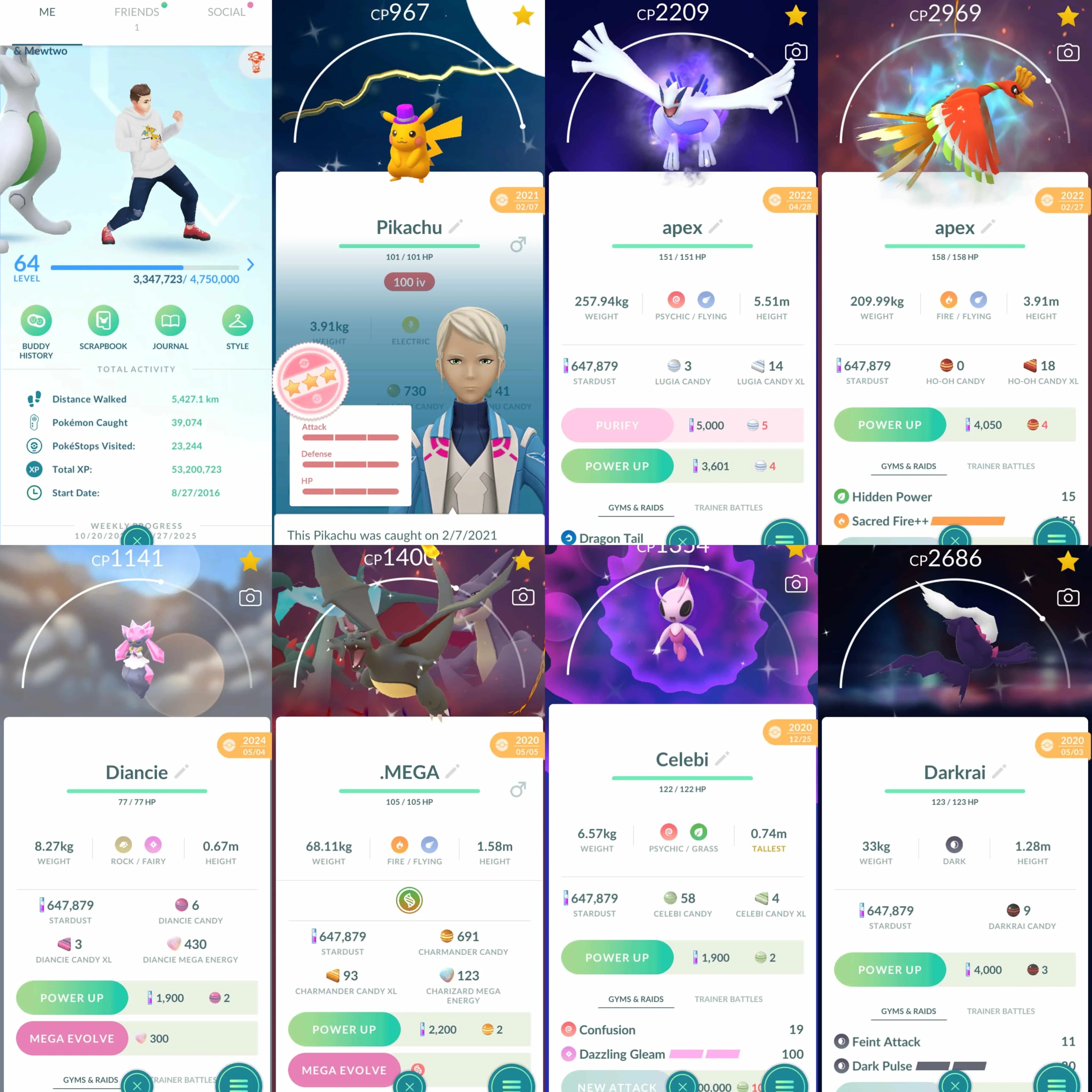 1809 Level 64 2016. Shadow Apex Lugia tradeable after purified Purified Apex Ho-Oh tradeable Shiny: Mewtwo, Metagross, Celebi, Lugia, Darkrai, Tyranitar, Garchomp, Dragonite. Shiny Mega: Charizard, Beedrill, Pidgeot, Gyarados, Aggron, Medicham, Manectric 