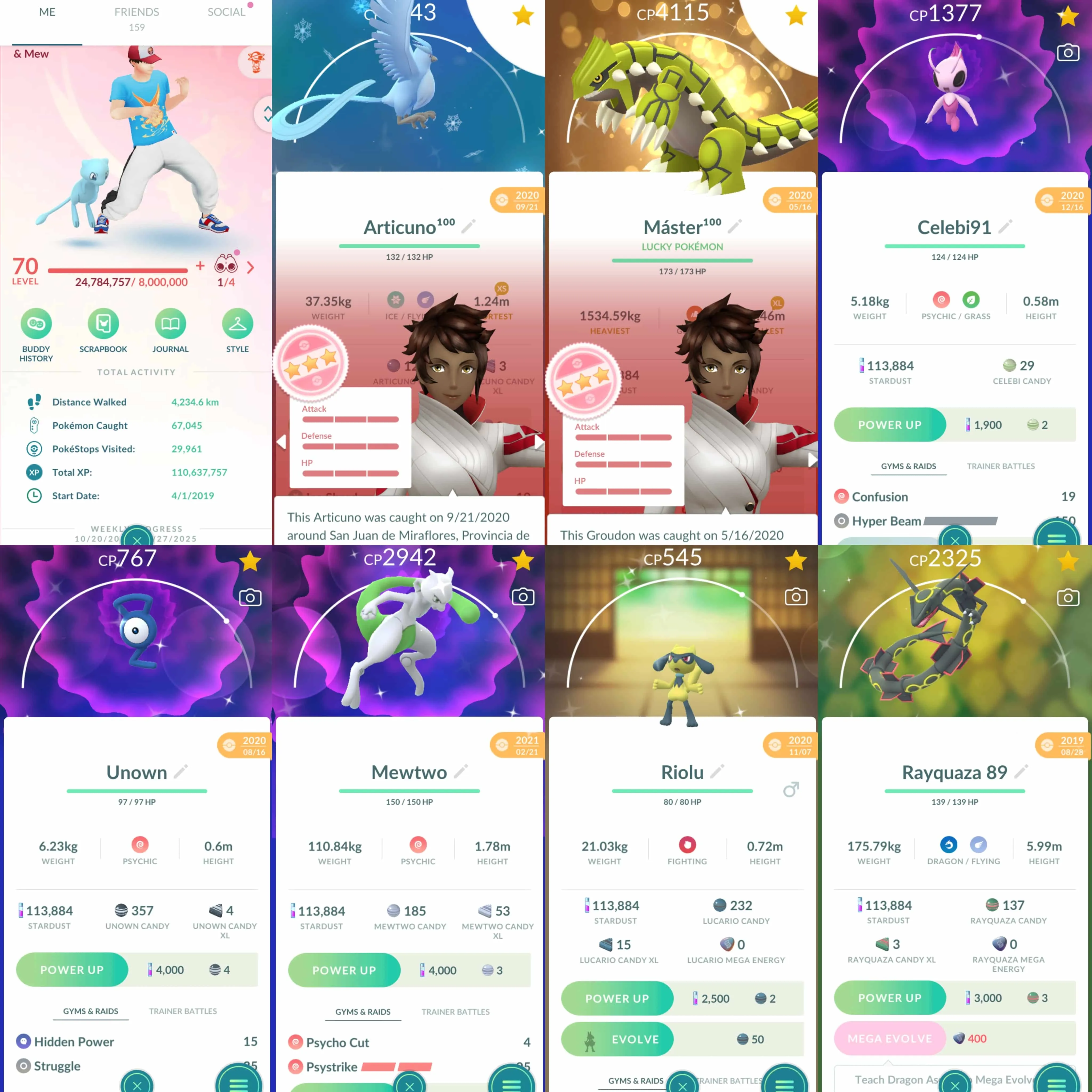 1810 Level 70 2019. Shiny Mew Shundo Groudon Shundo Articuno Shiny: Mewtwo, Rayquaza, Deoxys, Celebi, Latios, Latias, Kyogre, Groudon, Genesect, Melmetal, riolu, unown, shadow Lapras, shadow Pinsir, etc.
