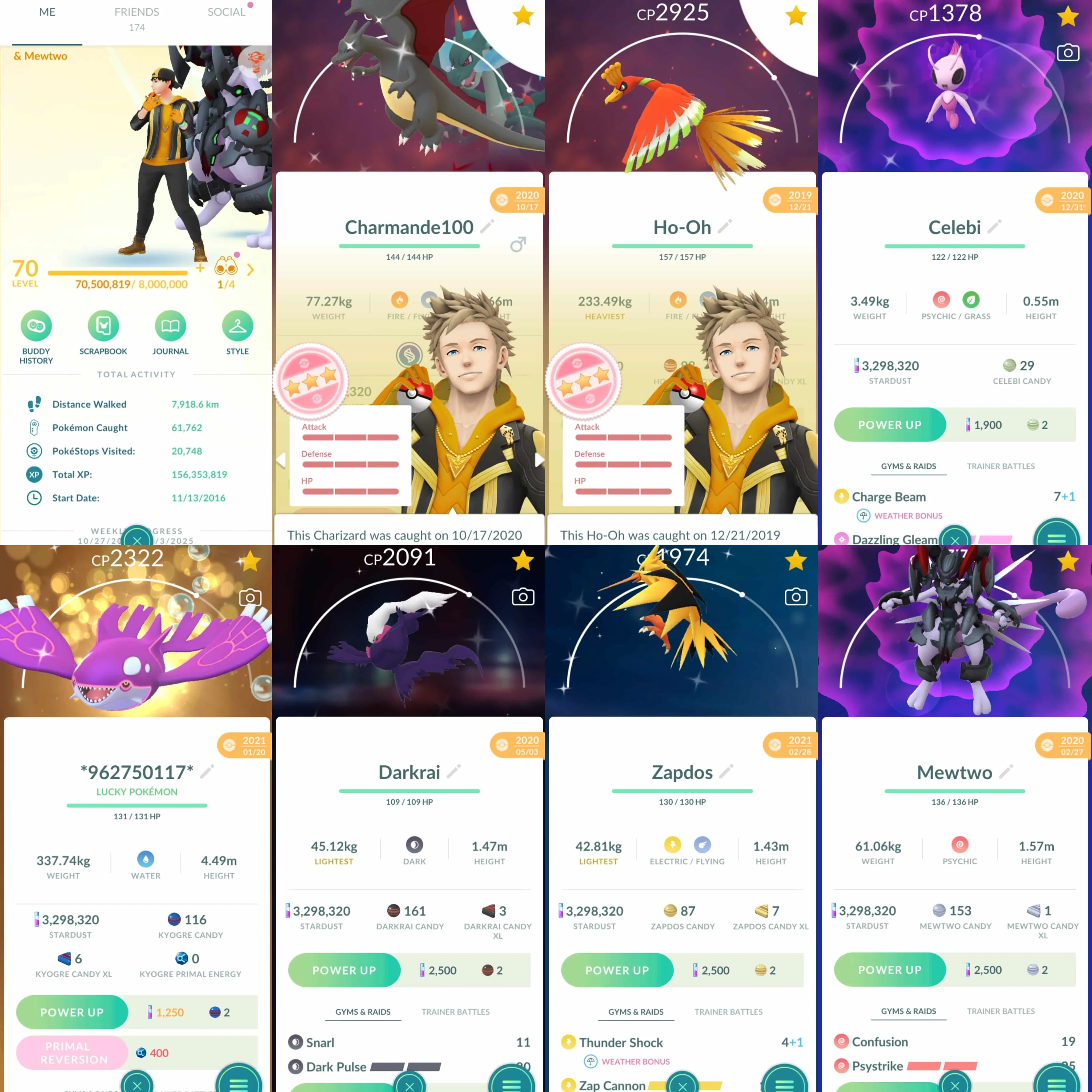 1811 Level 70 2016. Armored Mewtwo x2 tradeable Shundo Mega Charizard Shundo Mega Altaria Shiny Celebi Shiny Mega Gengar Shiny: Lugia, Deoxys, Latias, Latios, Dakrai, Meltan, Melmetal, Raikou, etc.