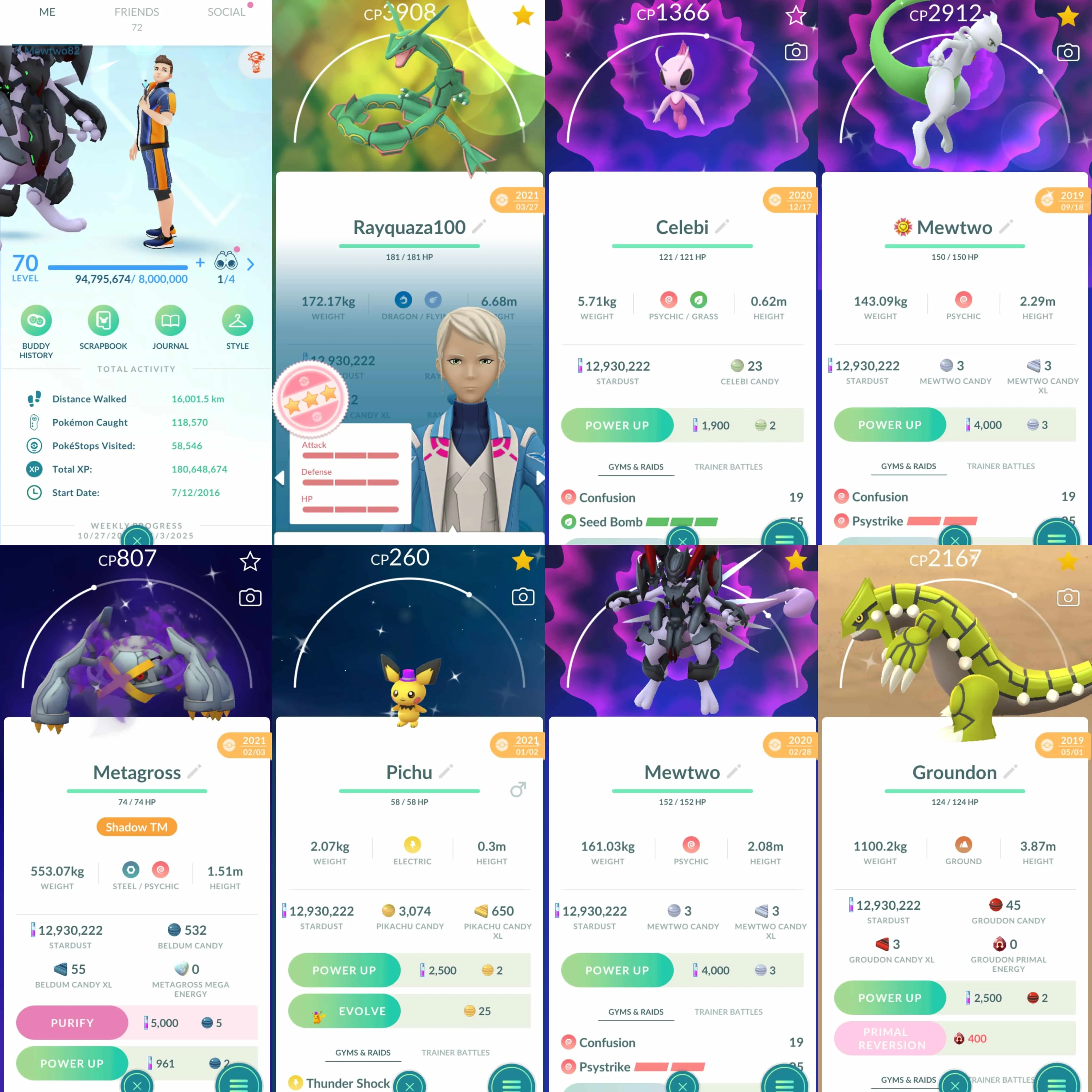 1812 Level 70 2016 Legacy 50. Armored Mewtwo x9 tradeable Rayquaza100 Suicune100 Melmetal100 Shiny Rayquaza Shiny Mega Charizard Shiny Mewtwo Shiny Celebi Shiny Shadow Metagross Shiny Mega Gengar