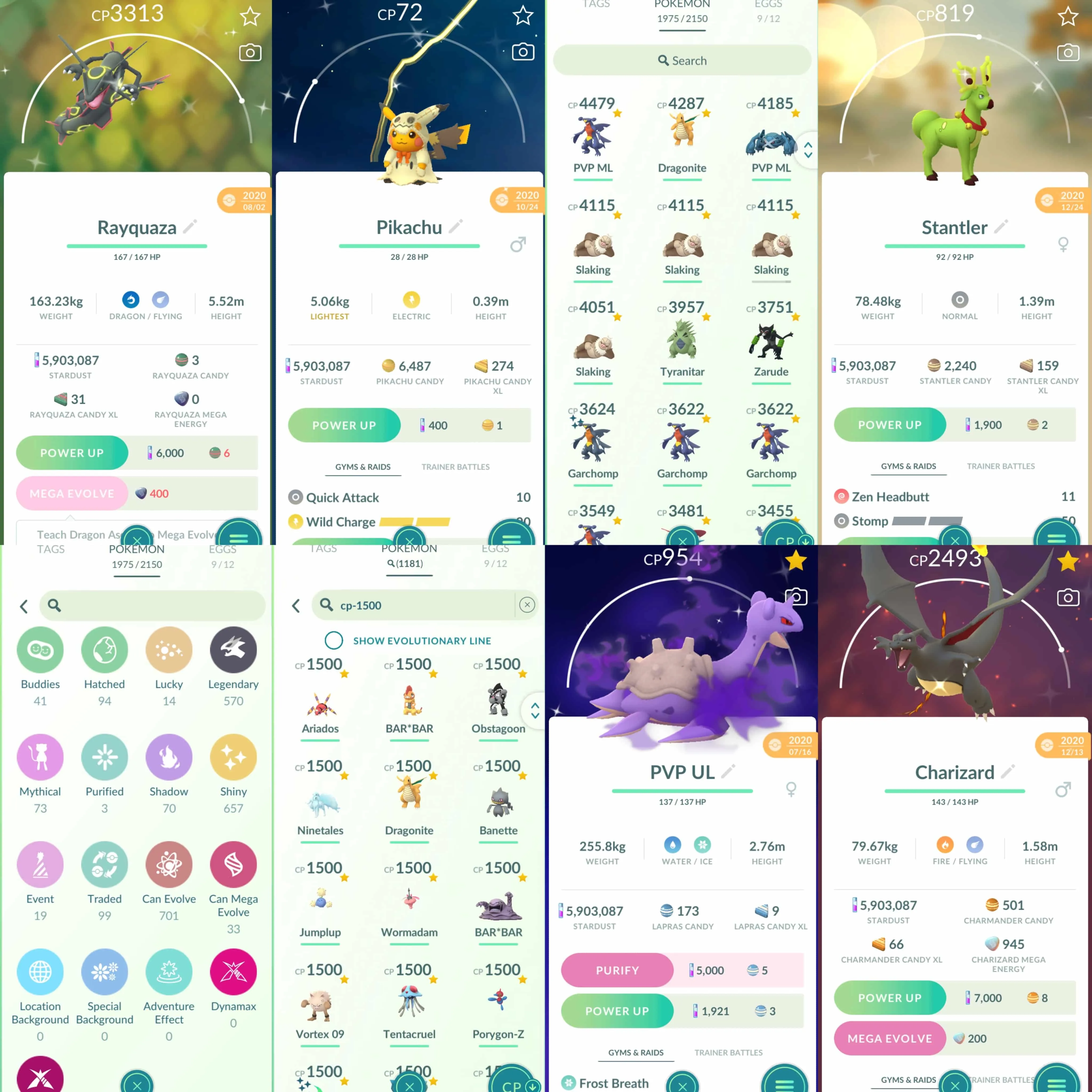 1818 Level 70 Rayquaza100 Shiny Rayquaza Shiny Celebi Shiny Darkrai Shiny Shadow Lapras Shiny Mega Charizard Shiny: Reshiram, Raikou, Snorlax, Dialga, Lugia, Mega Venusaur, Mega Gengar, etc.