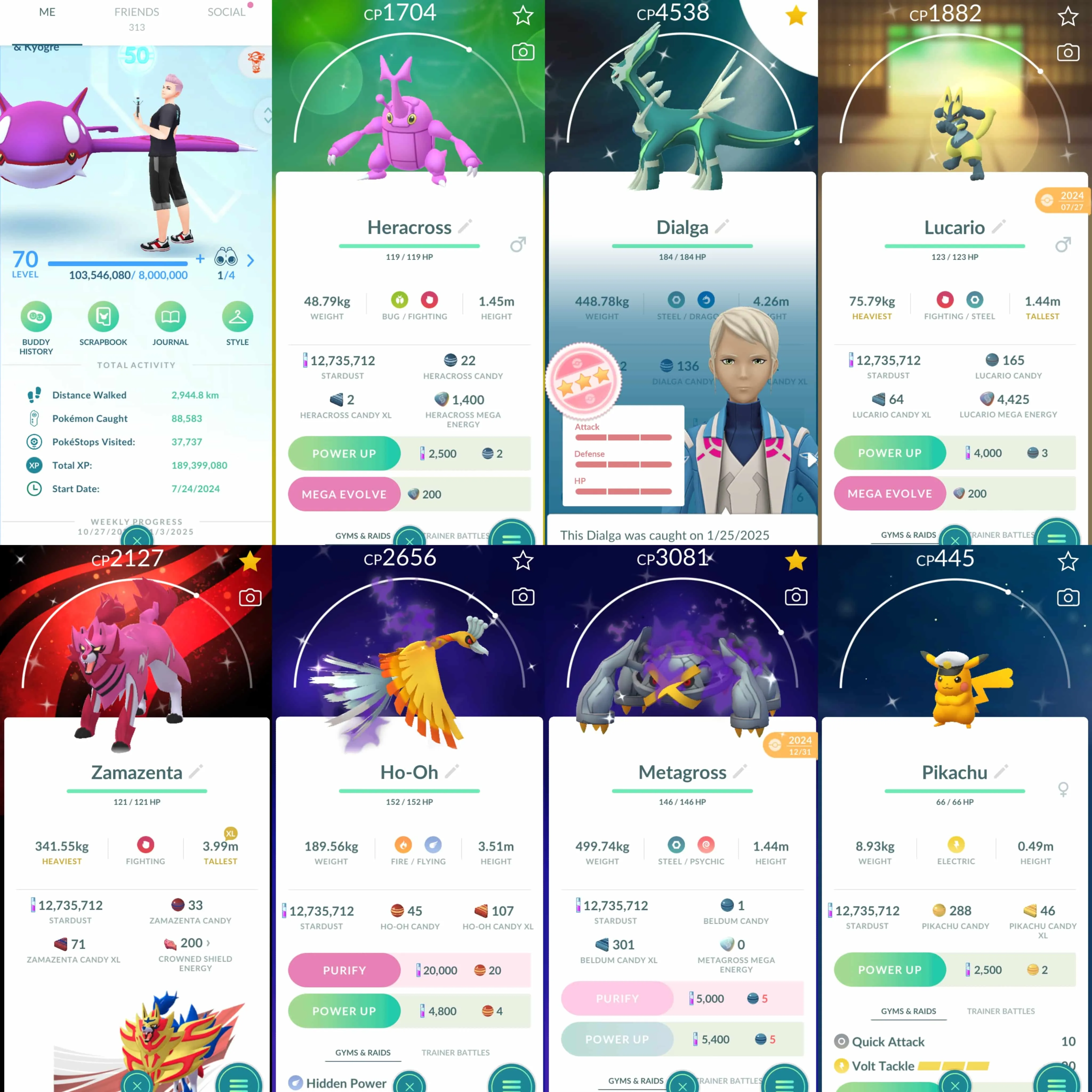 1824 Level 70 Legacy 50. Shundo Dialga Shundo Thundurus Shiny Zamazenta BG Shiny Shadow Metagross Shiny: Capt. Pikachu, shadow raikou, shadow Lugia, shadow Ho-Oh, Kyogre, Deoxys, Dialga Origin, Shadow Regigigas, Giratina, Genesect, Xerneas, Tyrogue